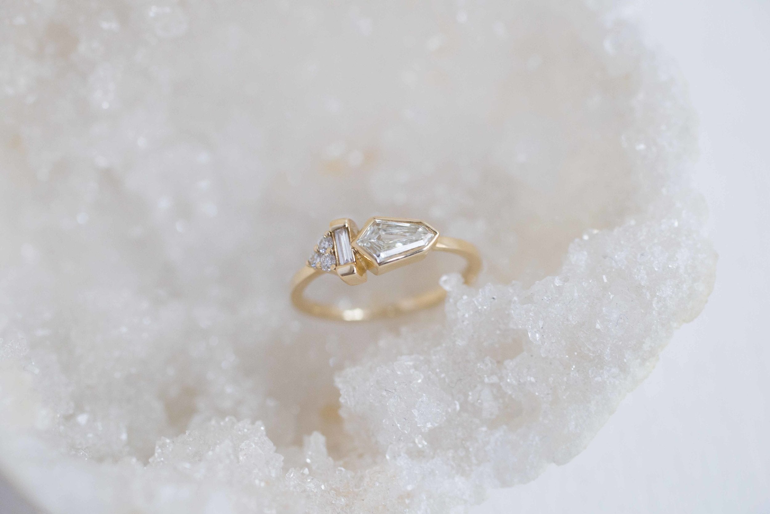 Bullet Diamond Cluster Engagement Ring | 14k Recycled Gold