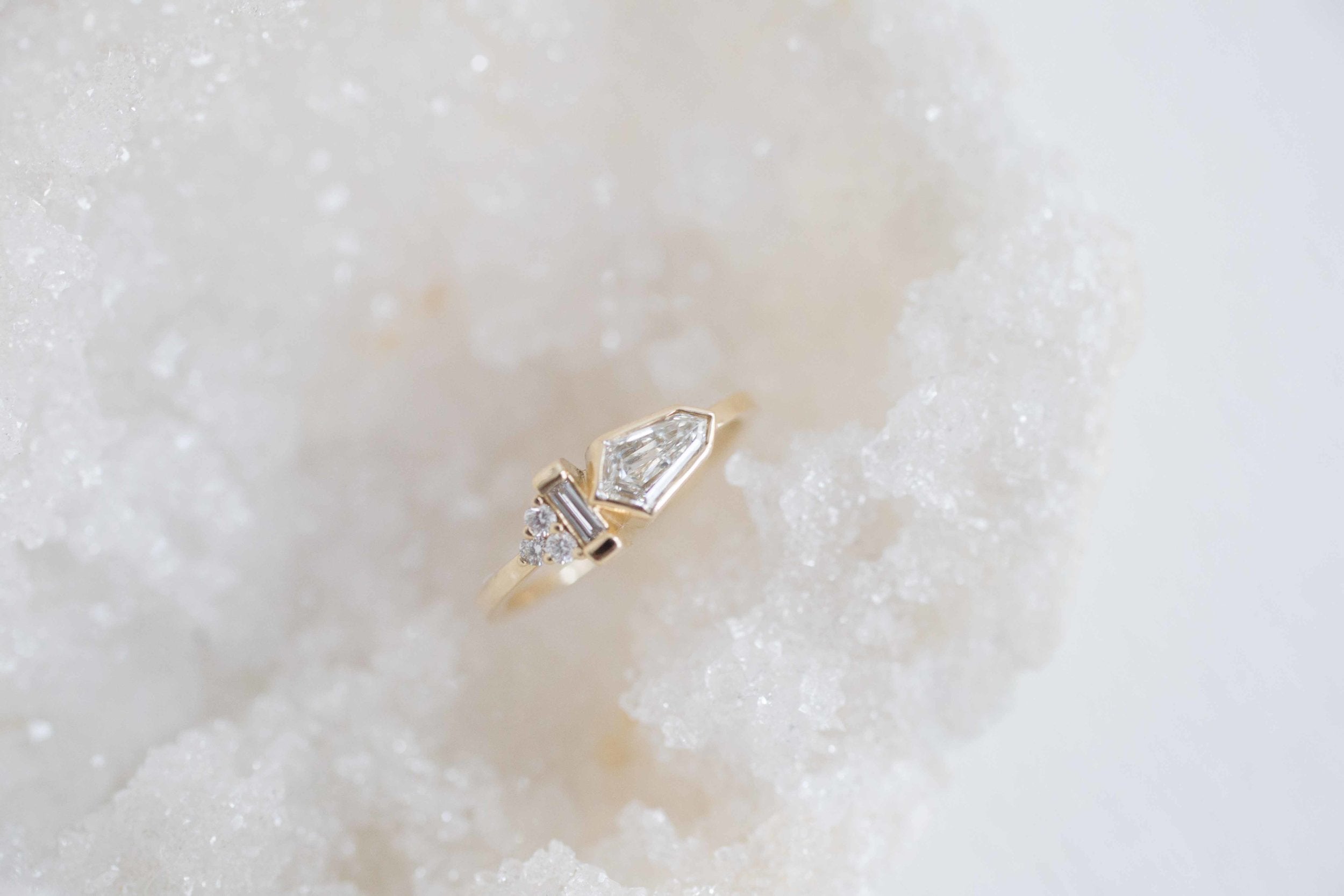 Bullet Diamond Cluster Engagement Ring | 14k Recycled Gold