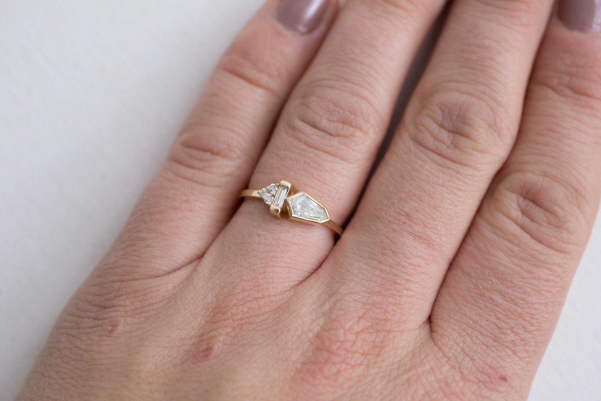 Bullet Diamond Cluster Engagement Ring | 14k Recycled Gold