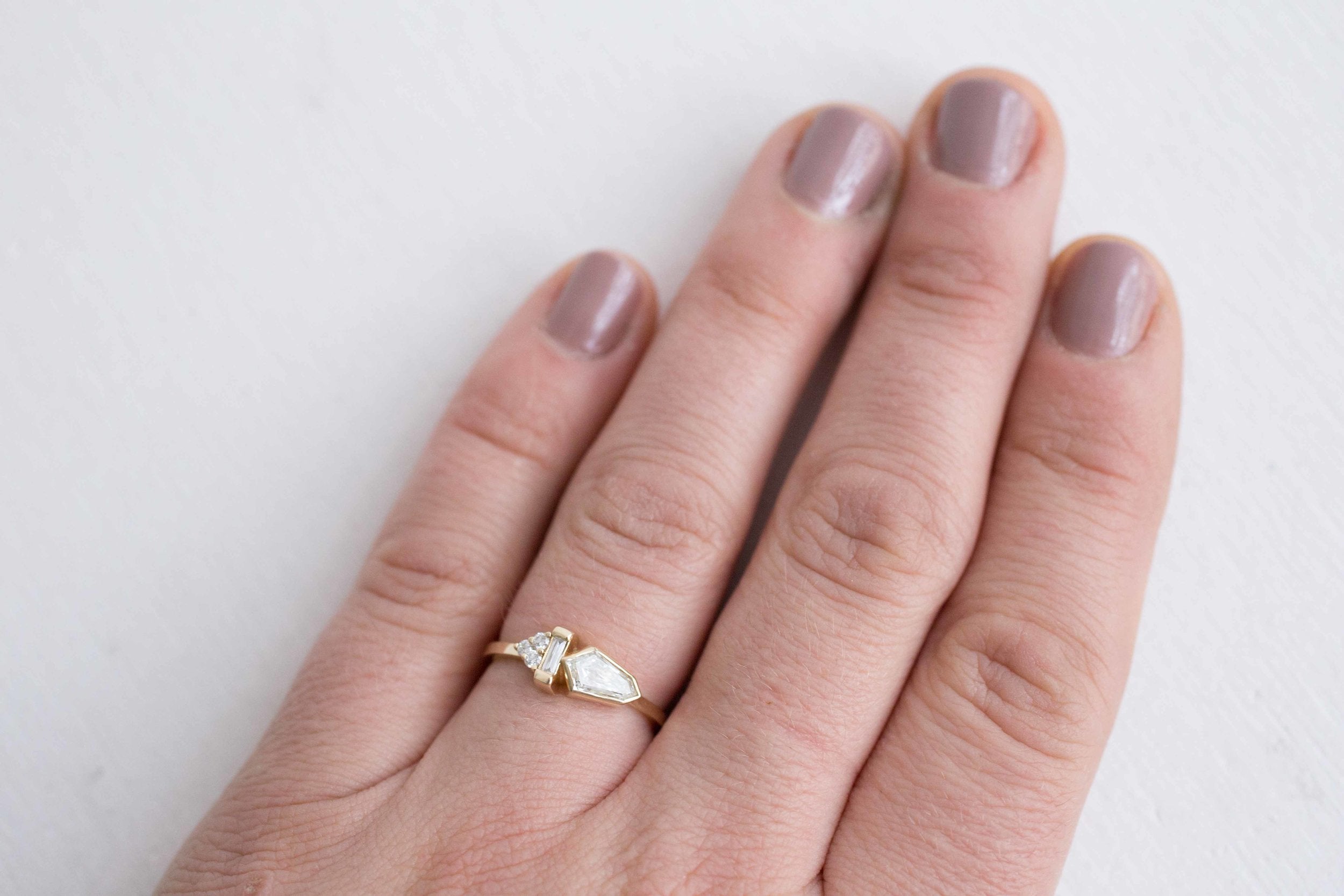Bullet Diamond Cluster Engagement Ring | 14k Recycled Gold