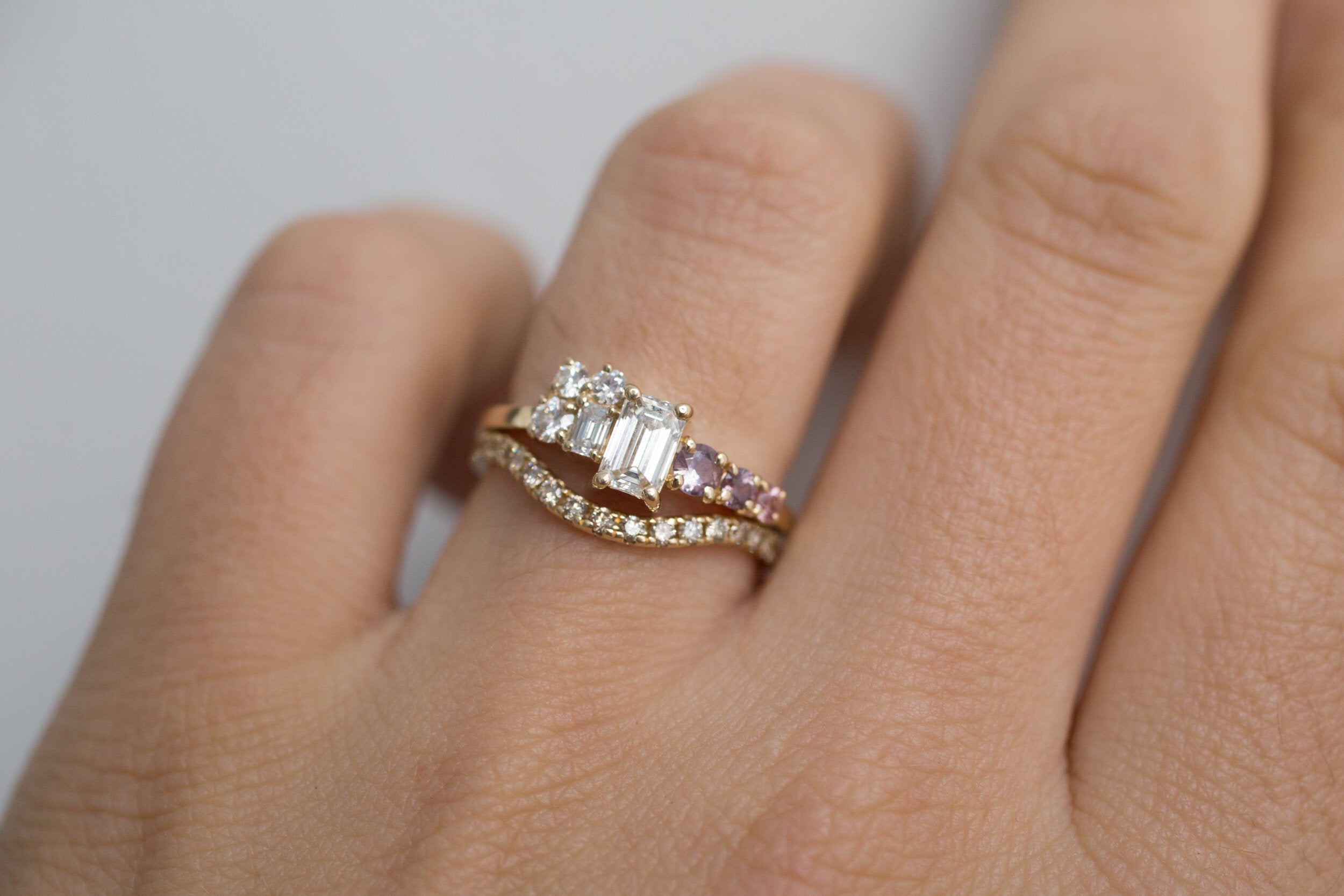 Champagne Diamond Pavé Contour Curve Band | 14k Recycled Gold