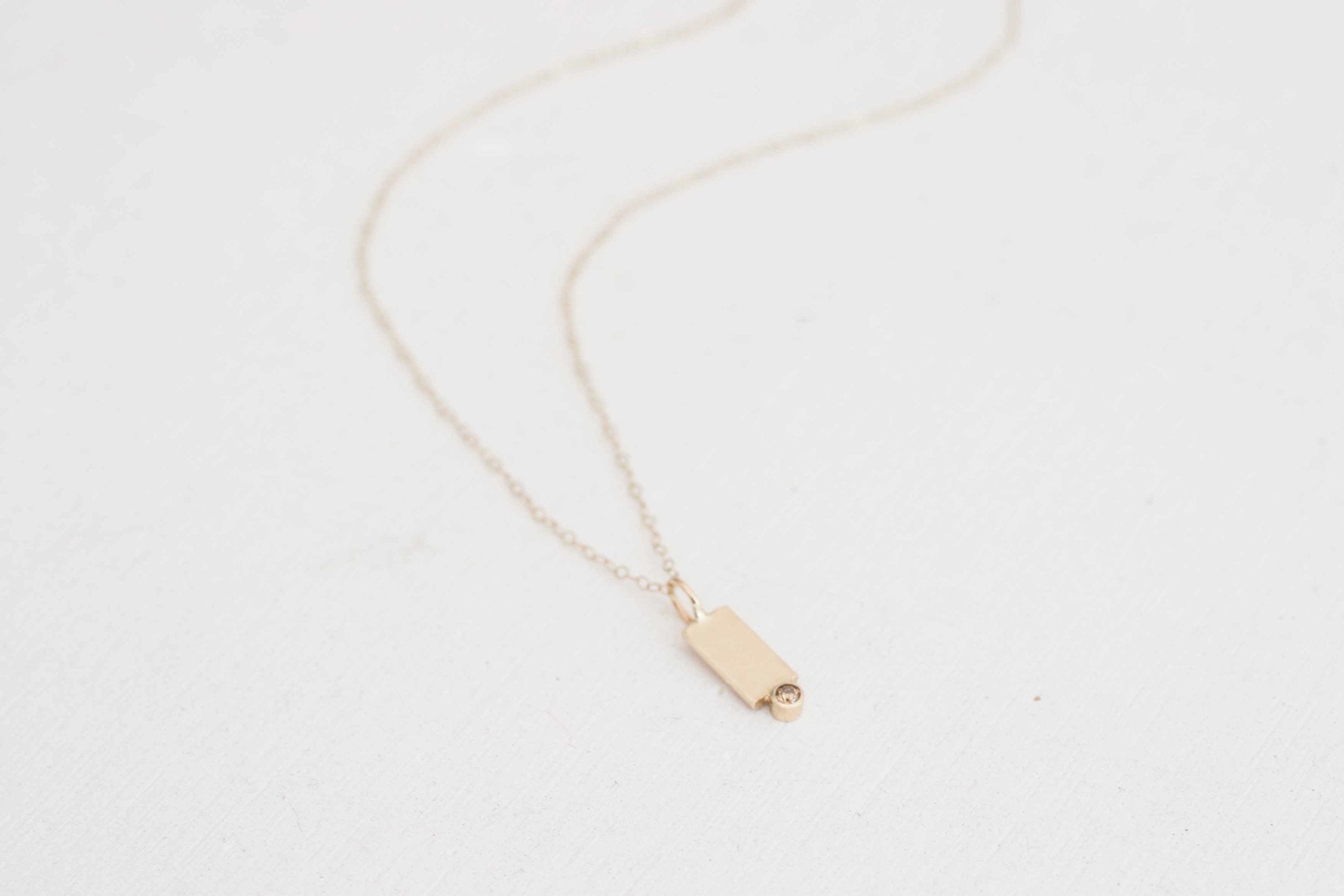 Champagne Diamond Rectangle Necklace | 14k Recycled Gold