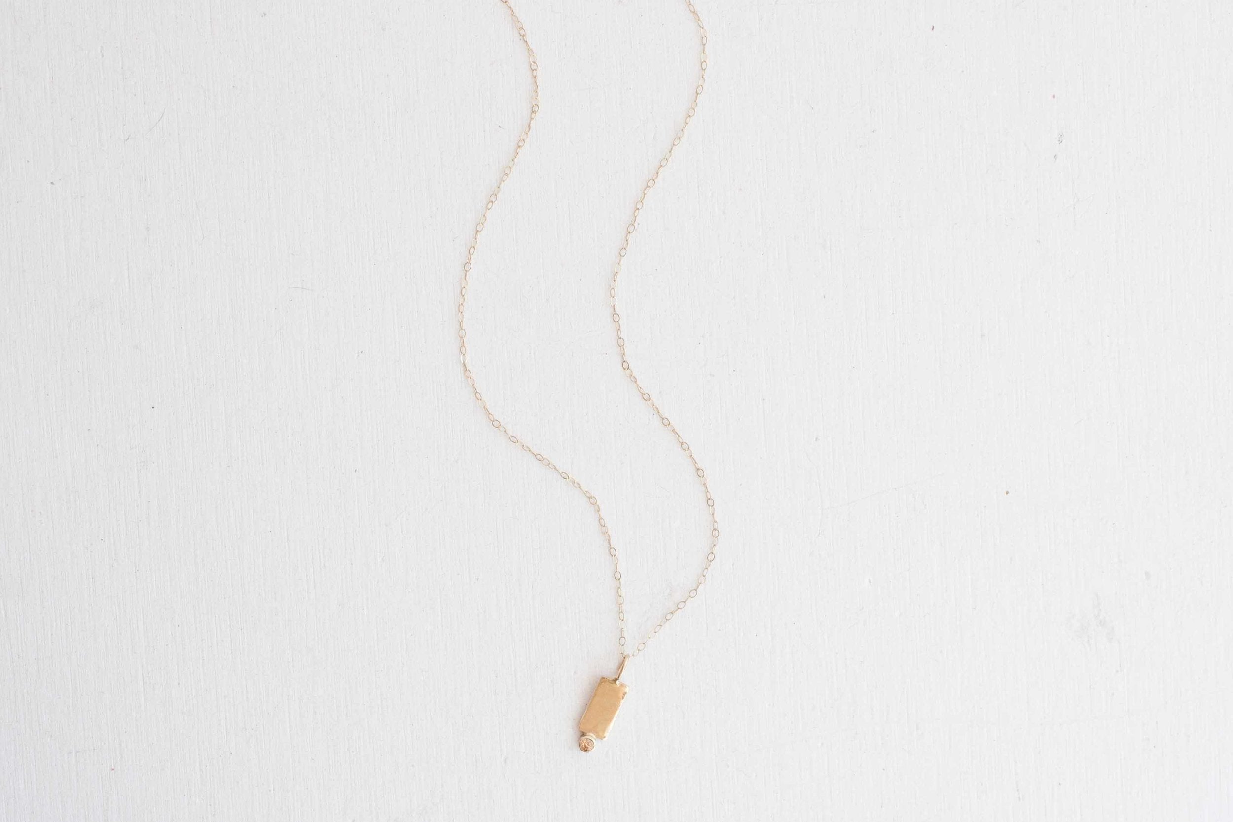 Champagne Diamond Rectangle Necklace | 14k Recycled Gold