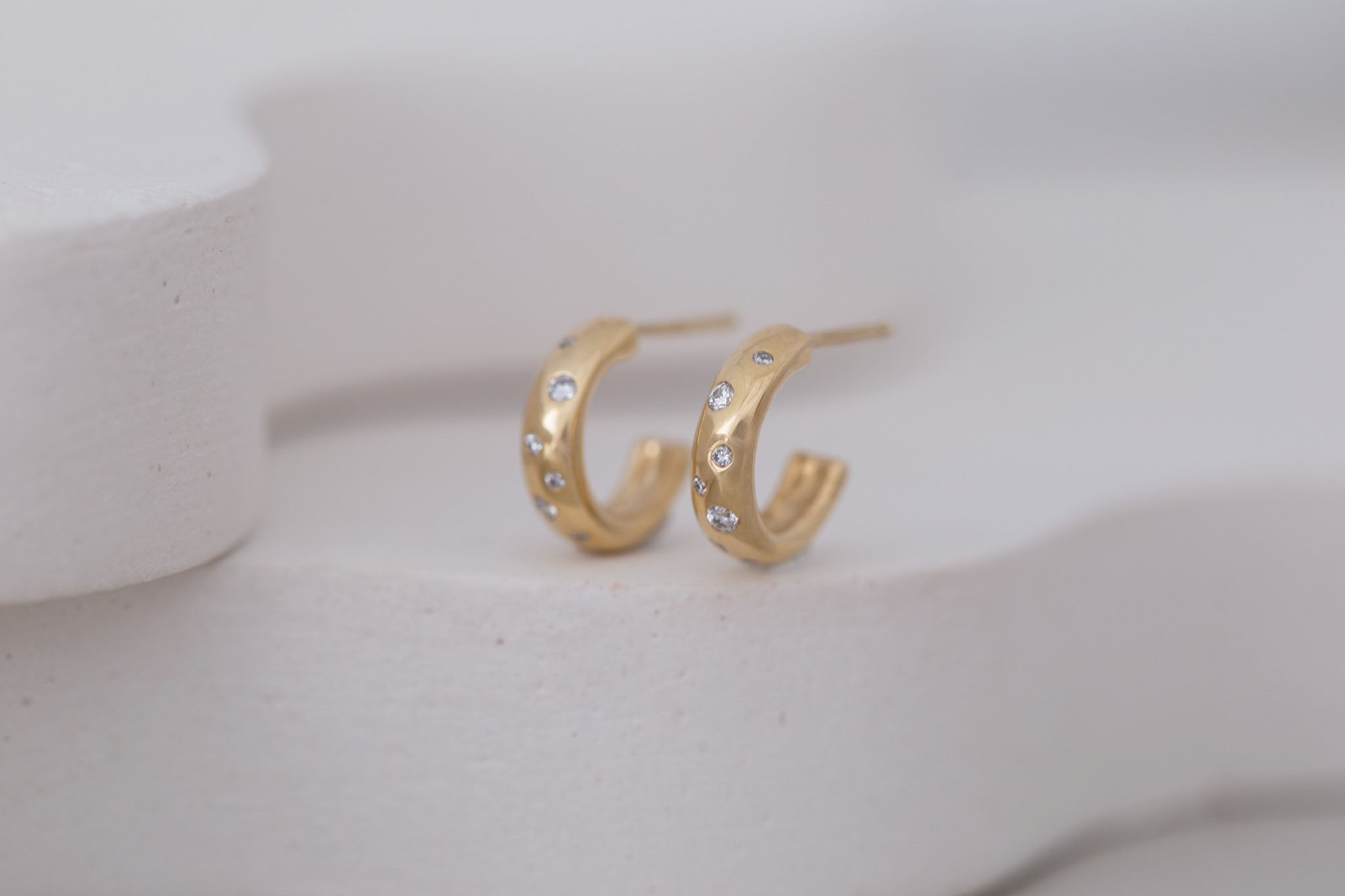 Constellation Diamond Hoop Earrings | 14k Recycled Gold