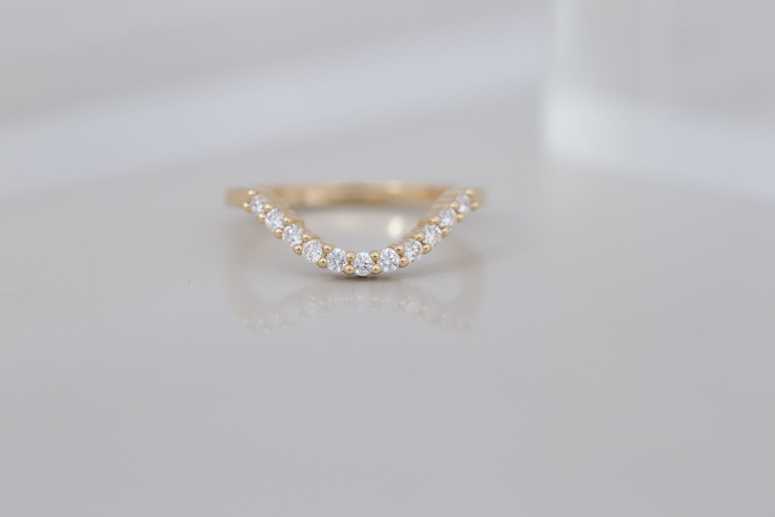 Eleven Diamond Deep Curve Band | 14k Recycled Gold