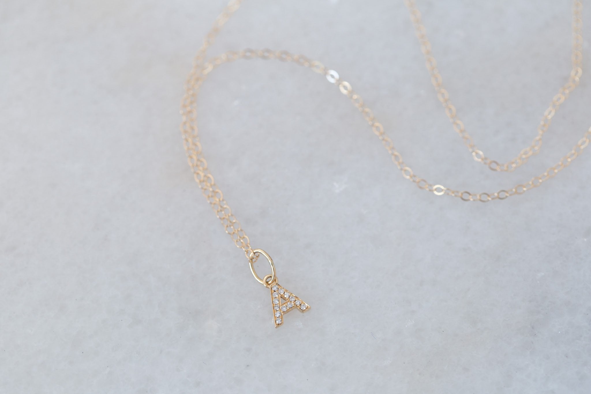 Diamond Pavé Initial Necklace | 14k Recycled Gold