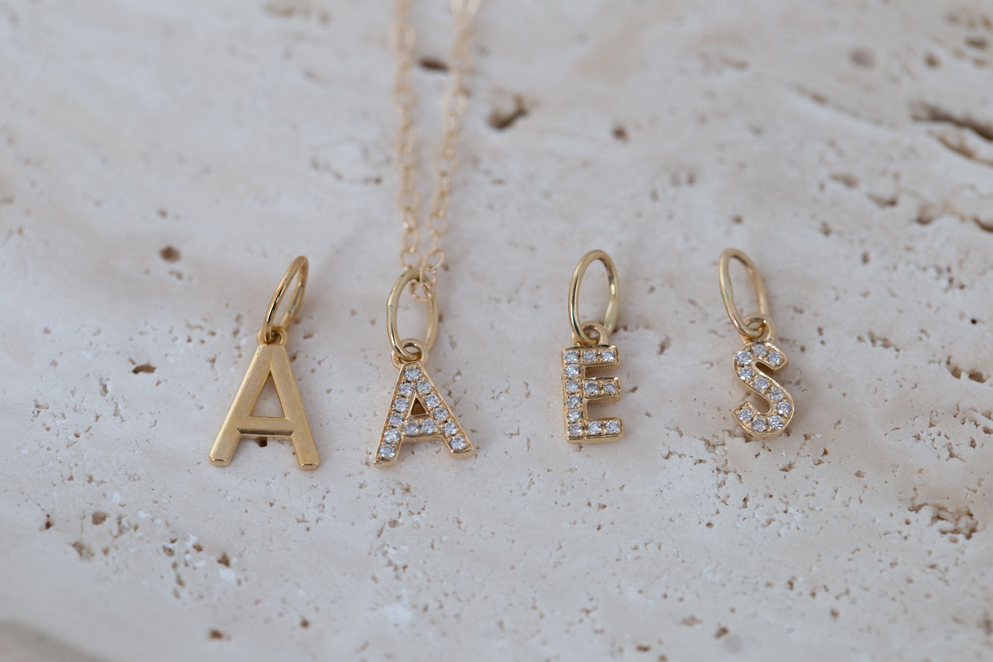 Diamond Pavé Initial Necklace | 14k Recycled Gold
