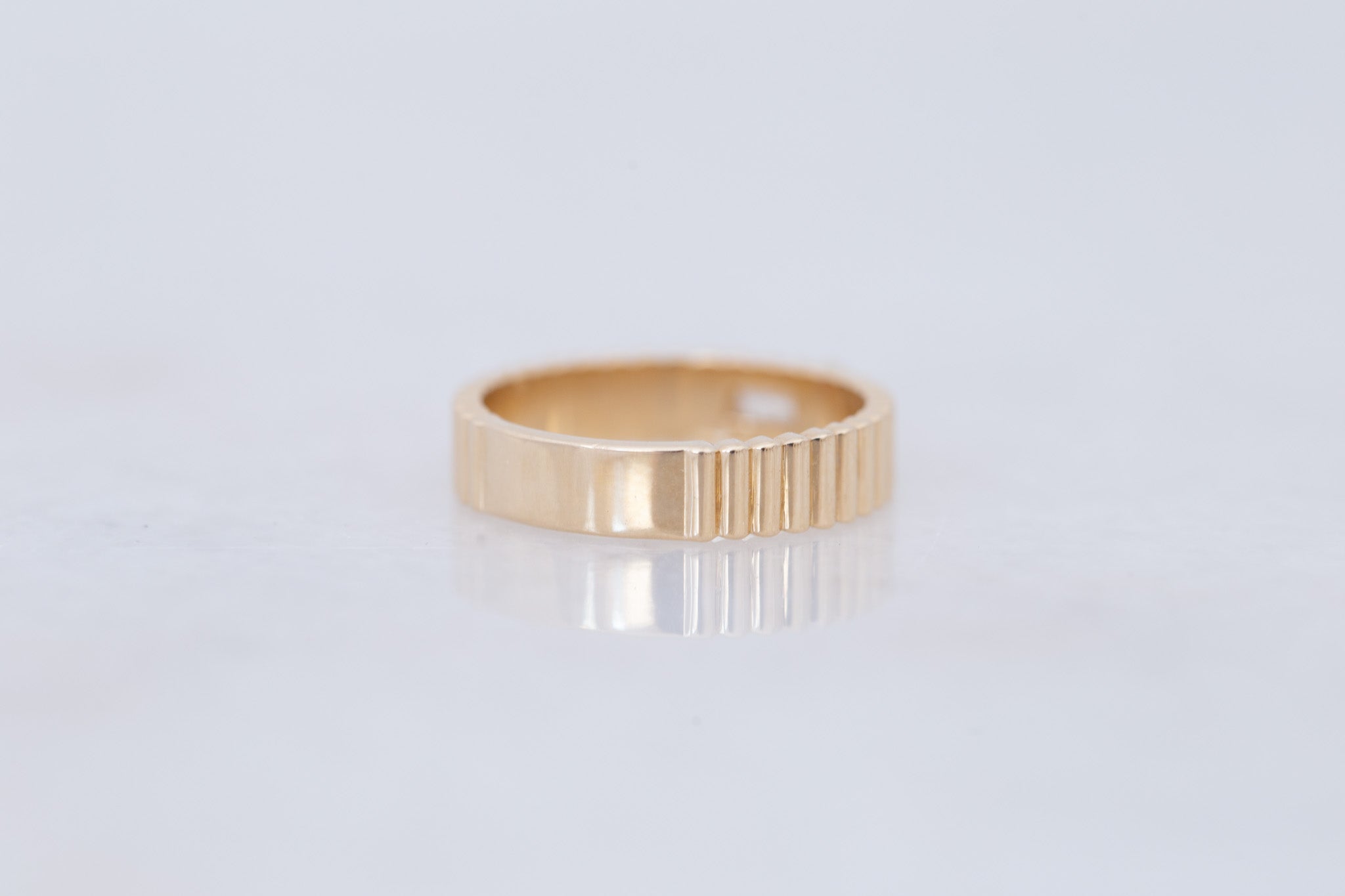 Ellis Ring | Baguette Cut Diamond + Fluted Band Engagement Ring 0.28 ct | 14k Recycled Gold | One of a Kind