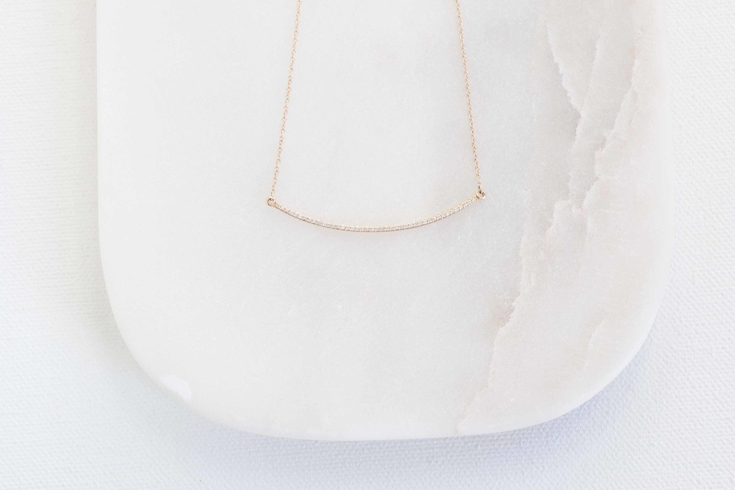Pavé Diamond Arc Necklace | 14k Gold