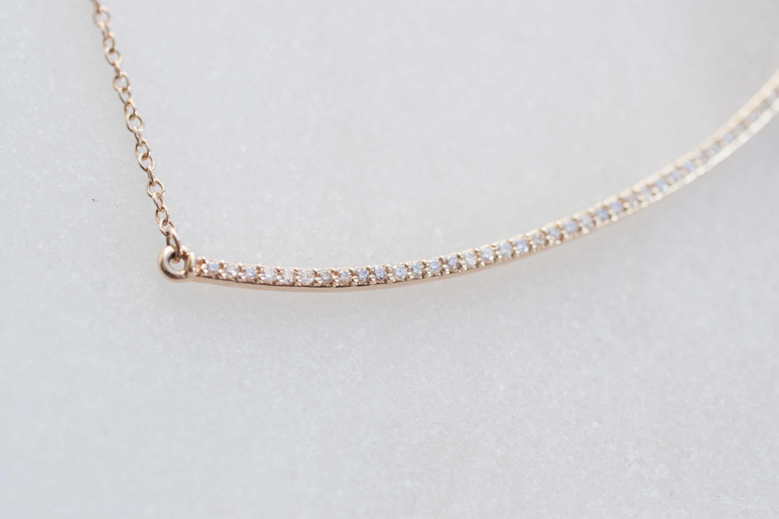 Pavé Diamond Arc Necklace | 14k Gold