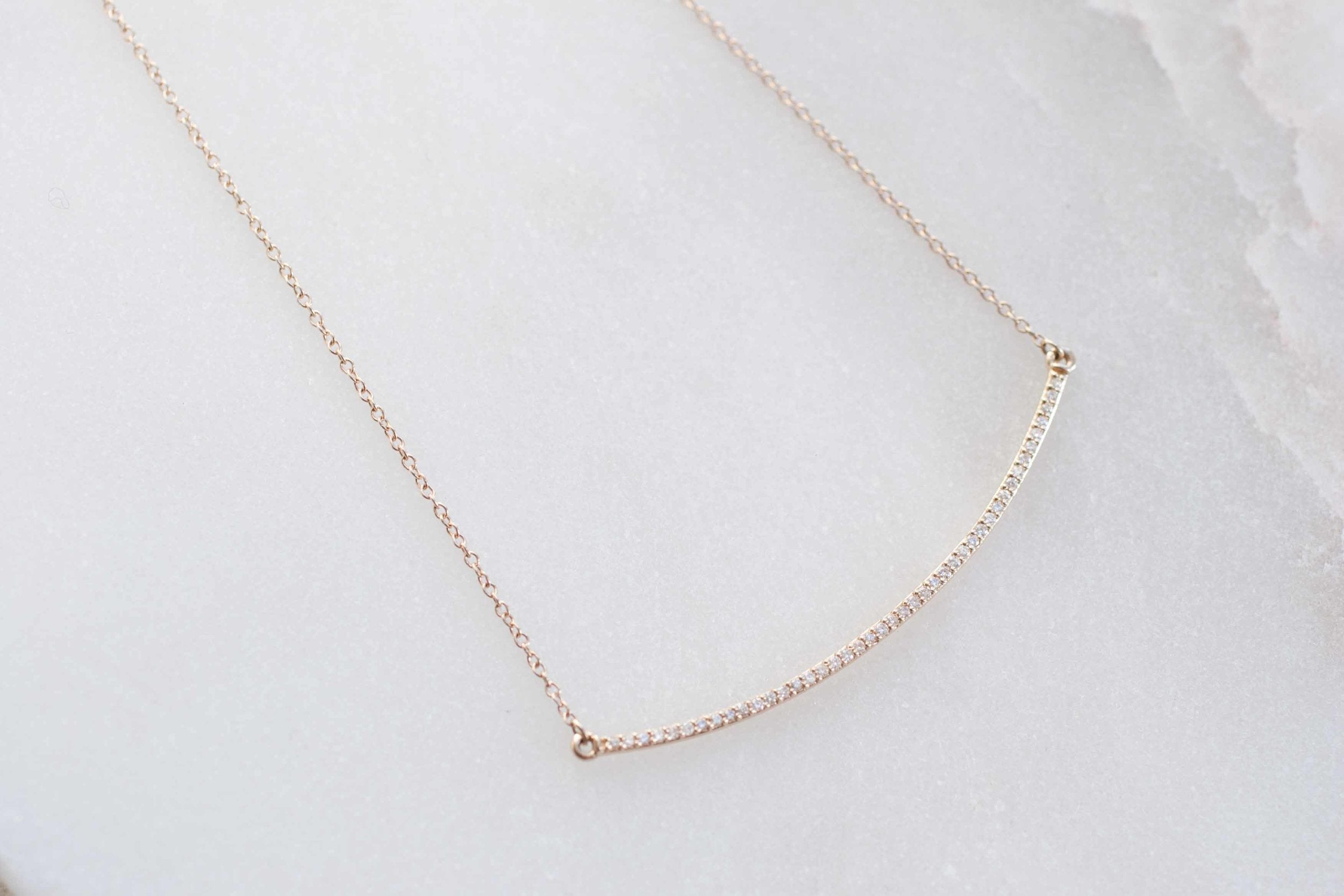 Pavé Diamond Arc Necklace | 14k Gold