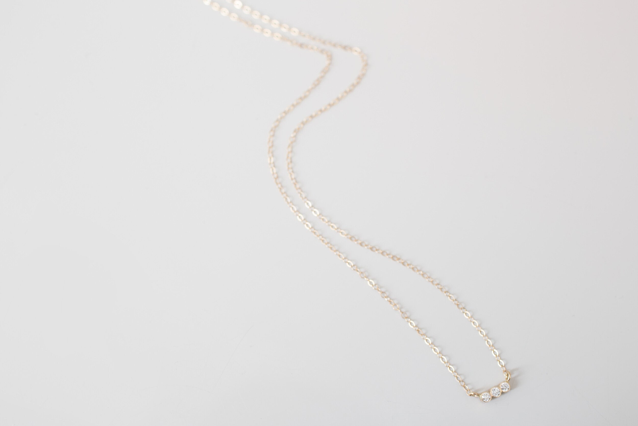 Diamond Trio Bezel Necklace | 14k Recycled Gold