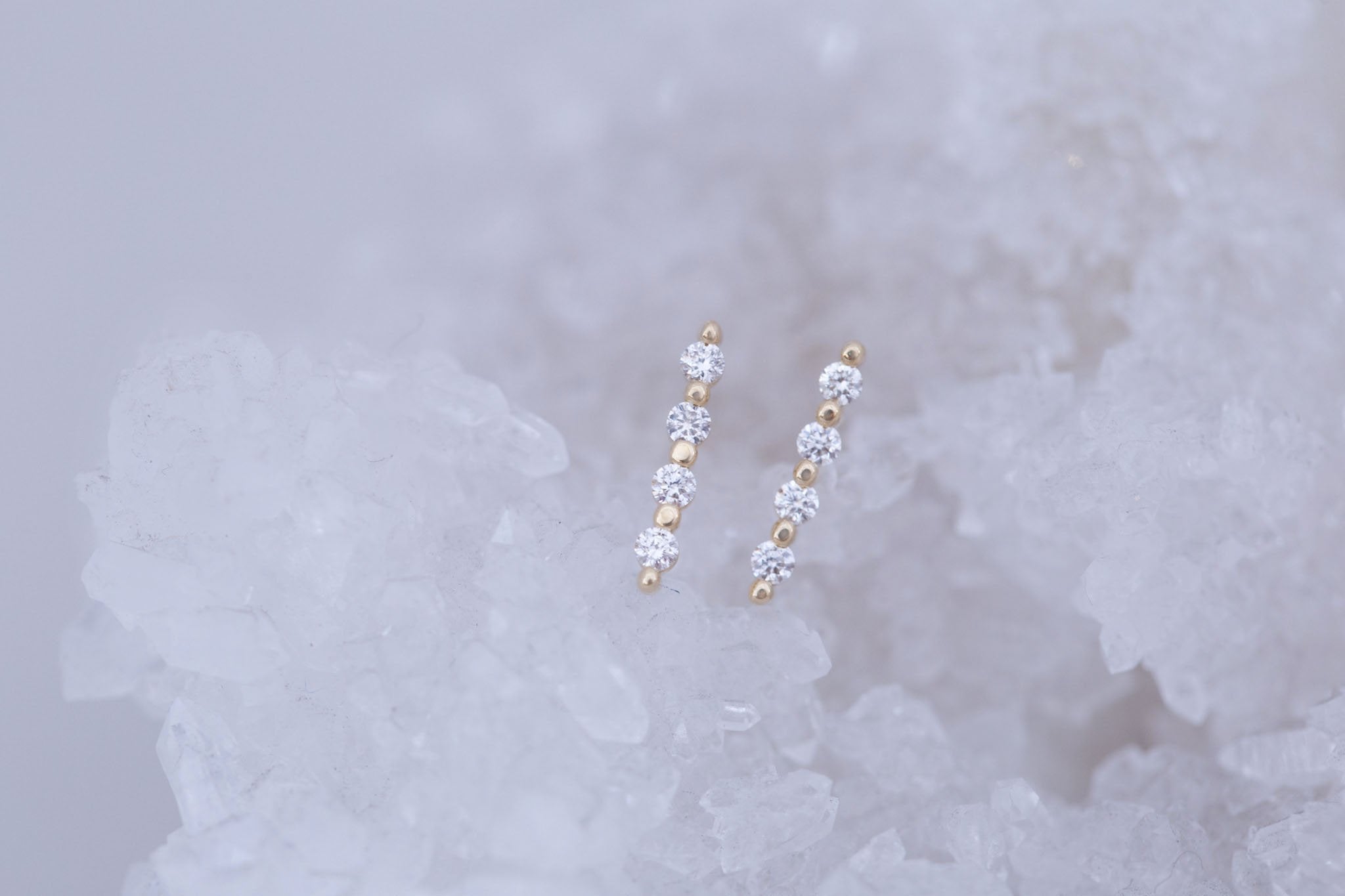 1.5 mm Diamond Bar Earrings | 14k Recycled Gold