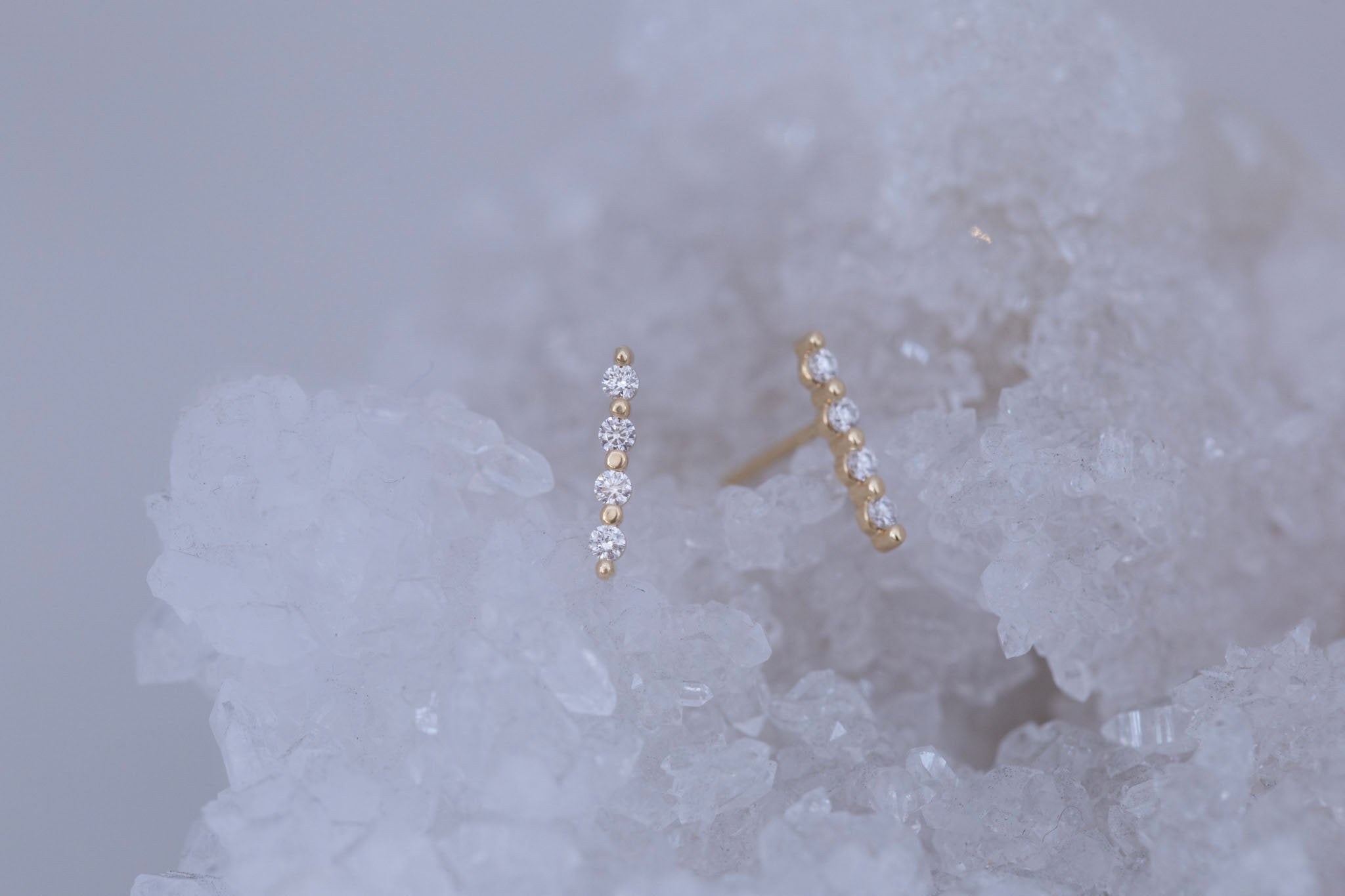 1.5 mm Diamond Bar Earrings | 14k Recycled Gold