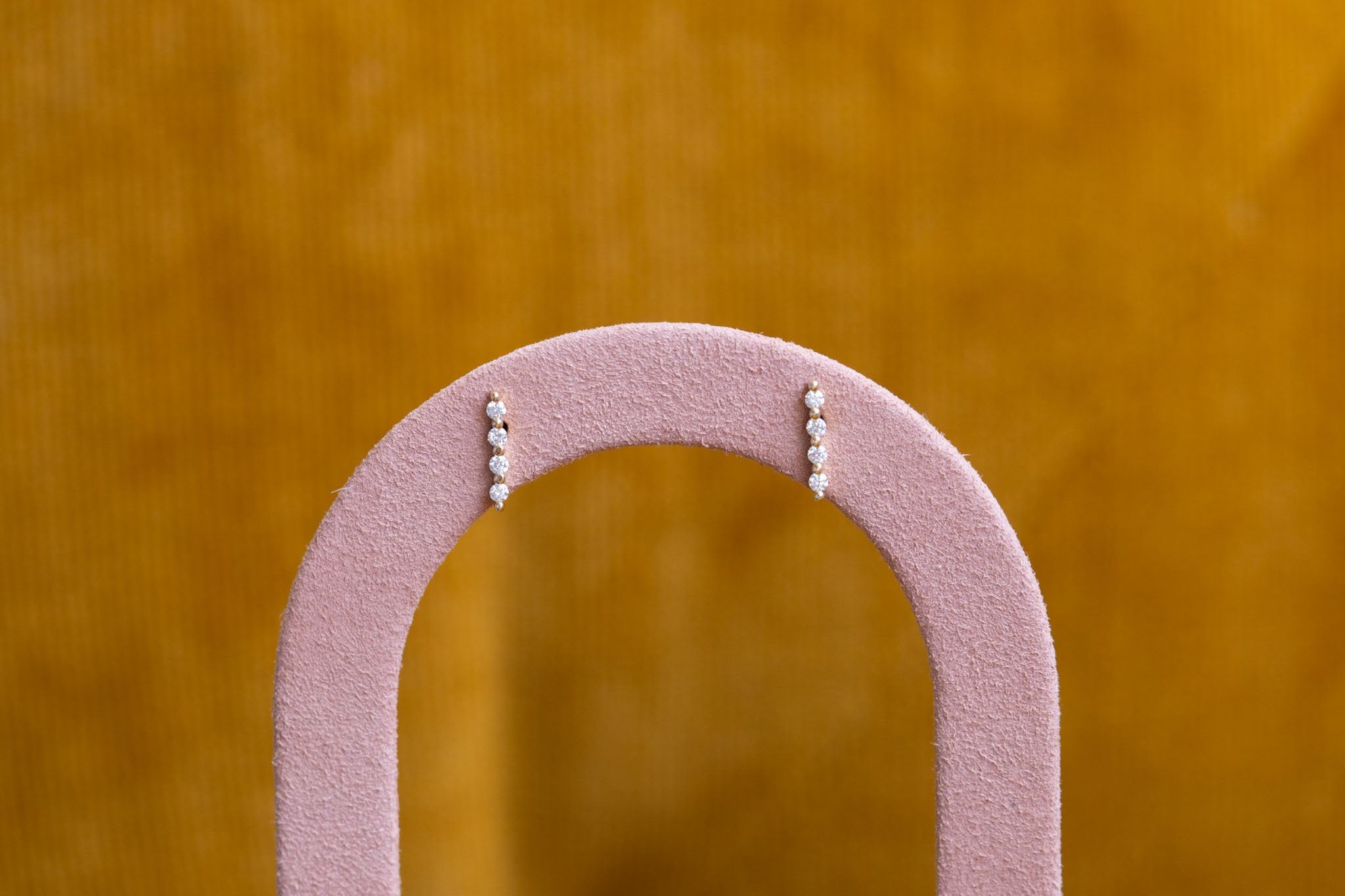 1.5 mm Diamond Bar Earrings | 14k Recycled Gold