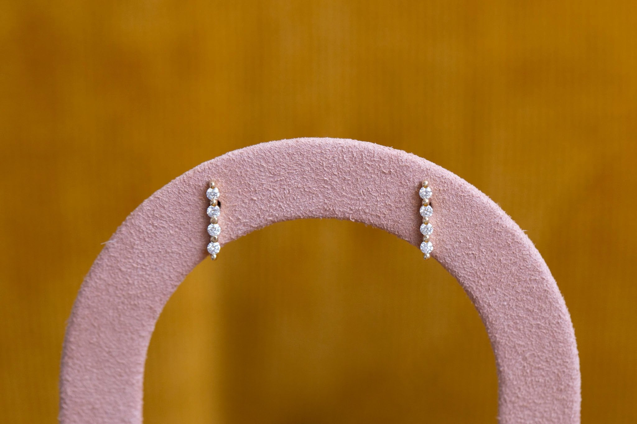 1.5 mm Diamond Bar Earrings | 14k Recycled Gold