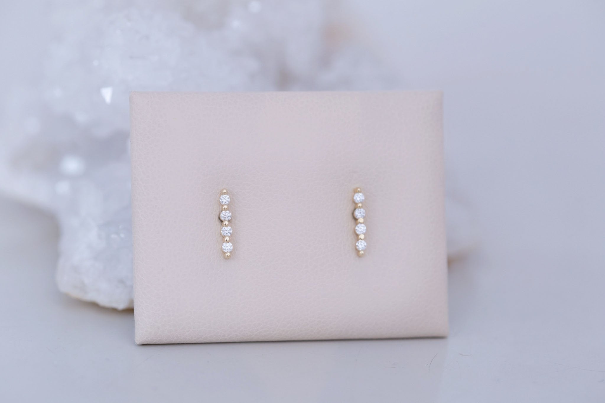 1.5 mm Diamond Bar Earrings | 14k Recycled Gold