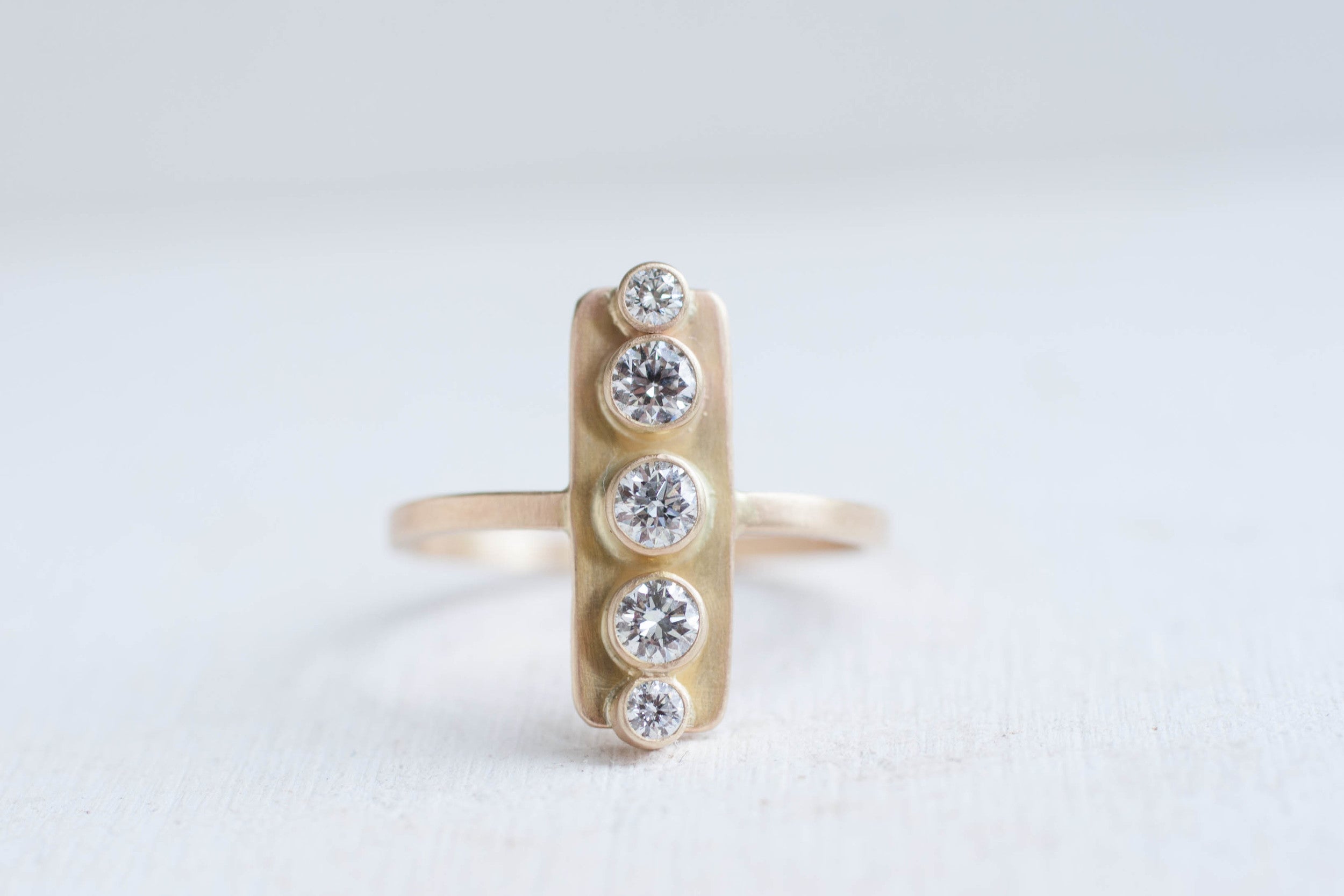 Vertical Diamond Line Ring | 14k Recycled Gold