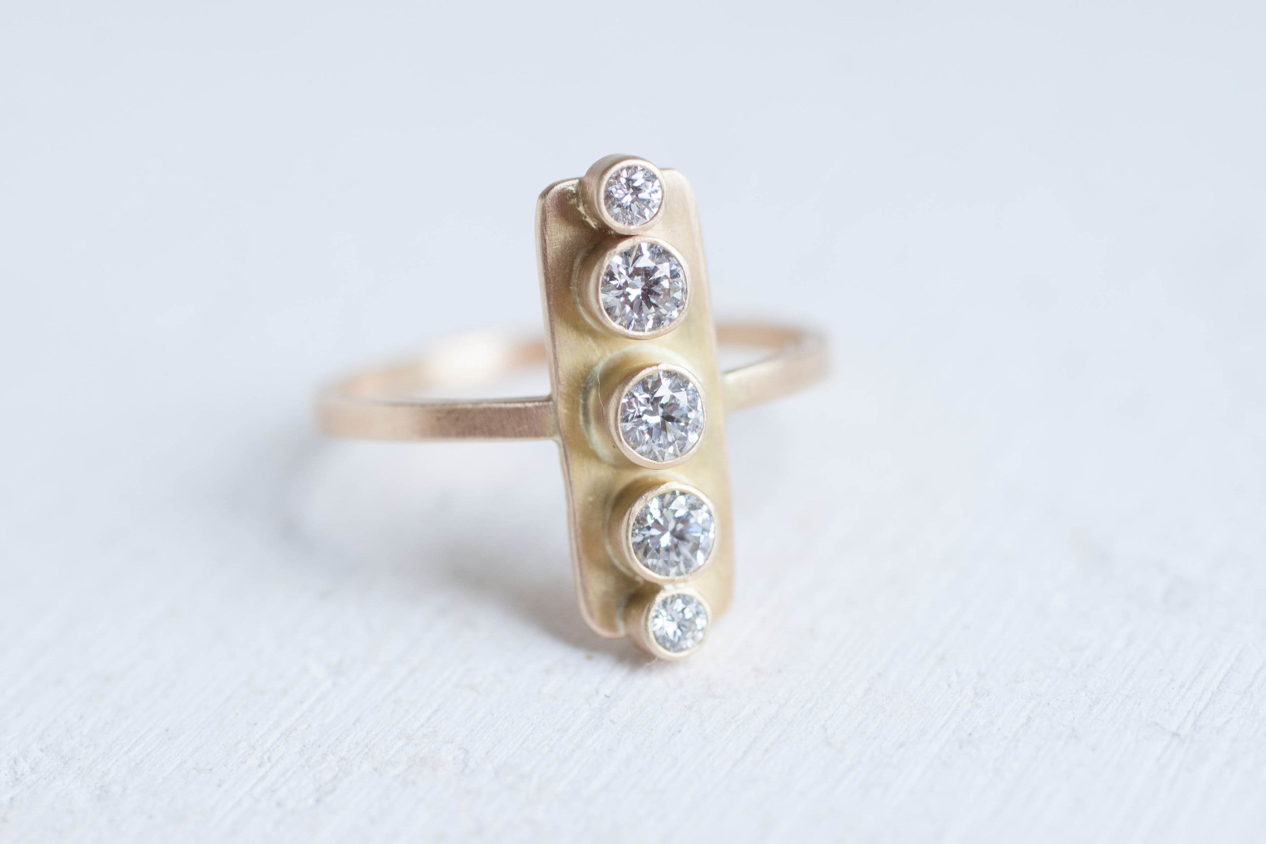 Vertical Diamond Line Ring | 14k Recycled Gold