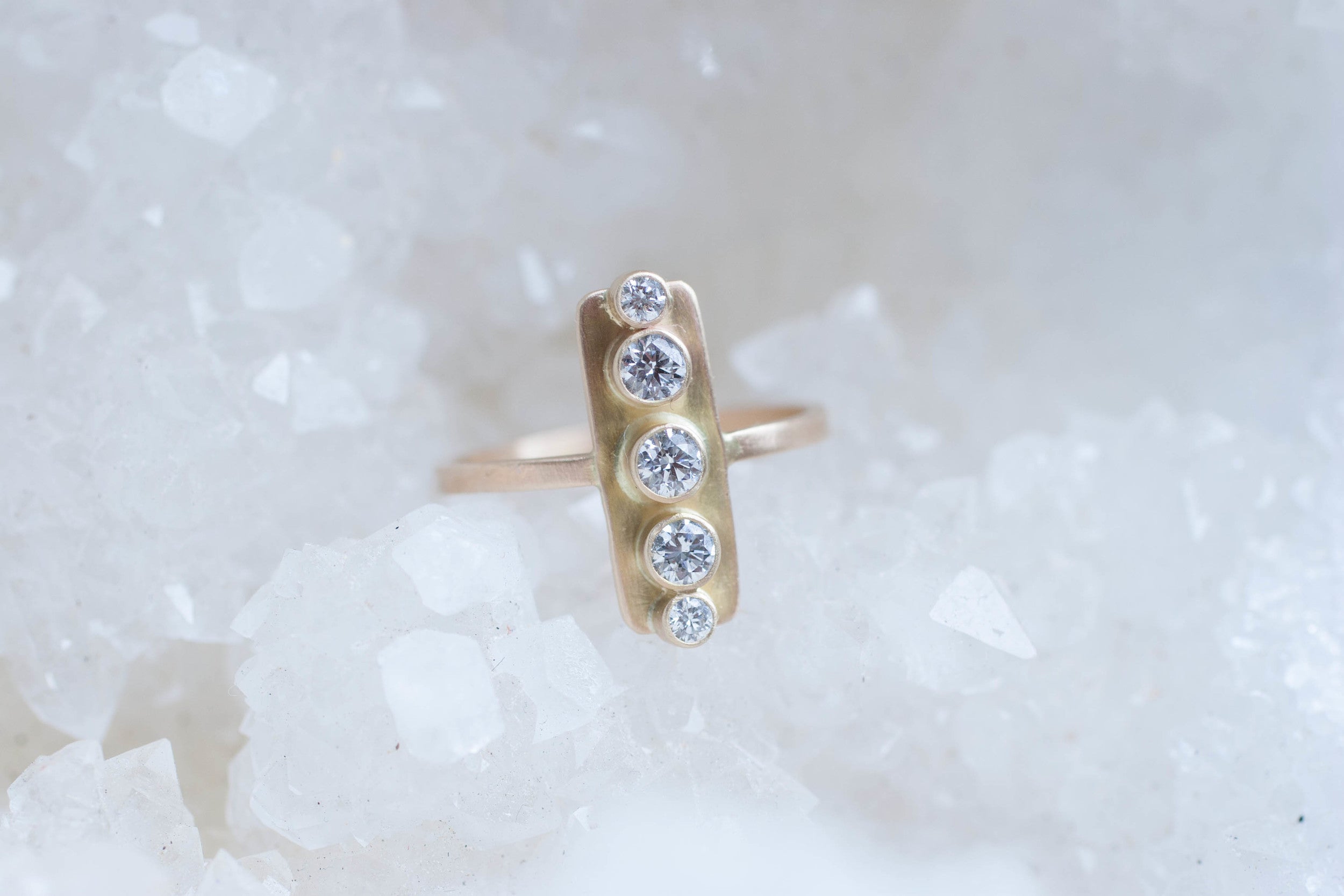 Vertical Diamond Line Ring | 14k Recycled Gold