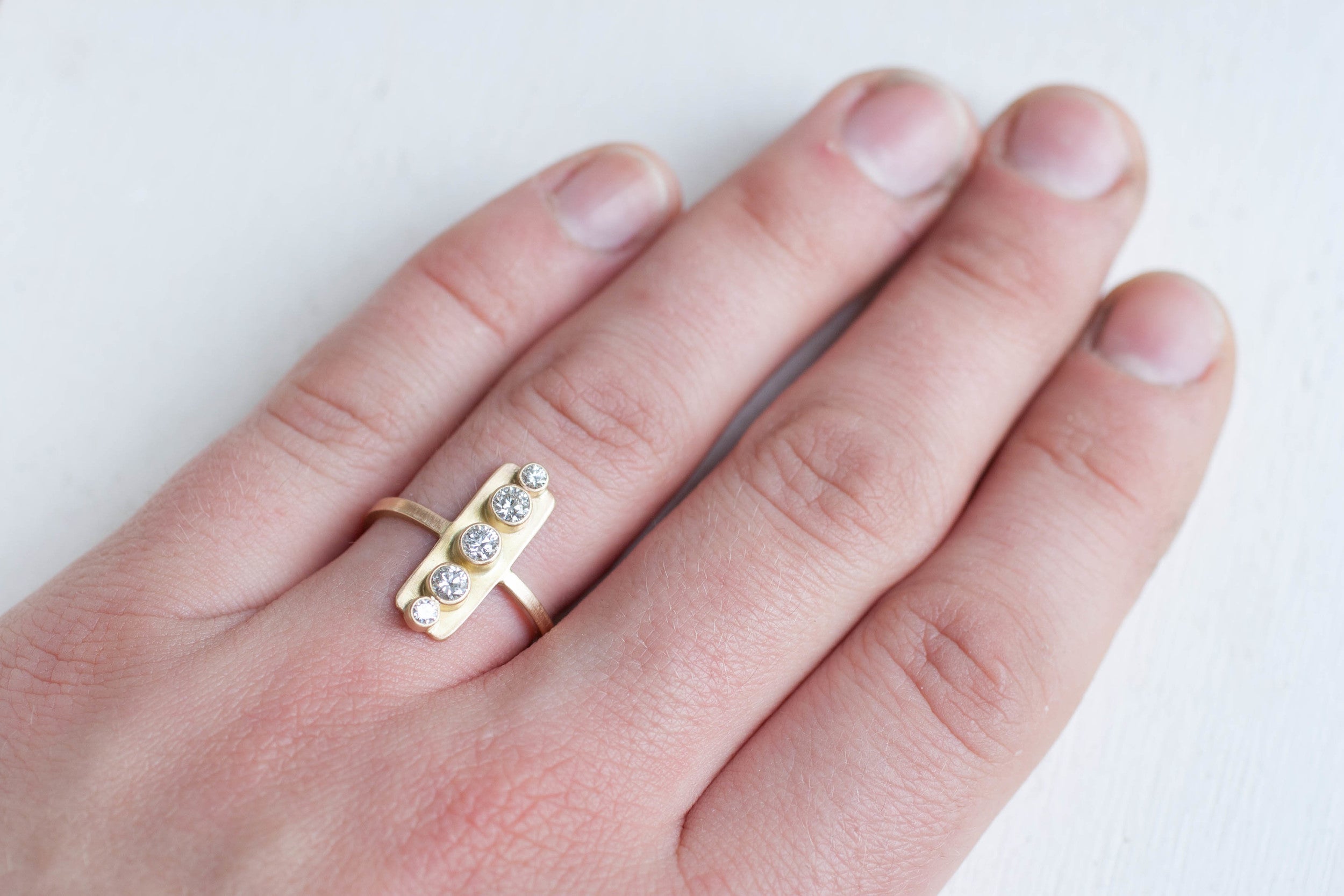 Vertical Diamond Line Ring | 14k Recycled Gold