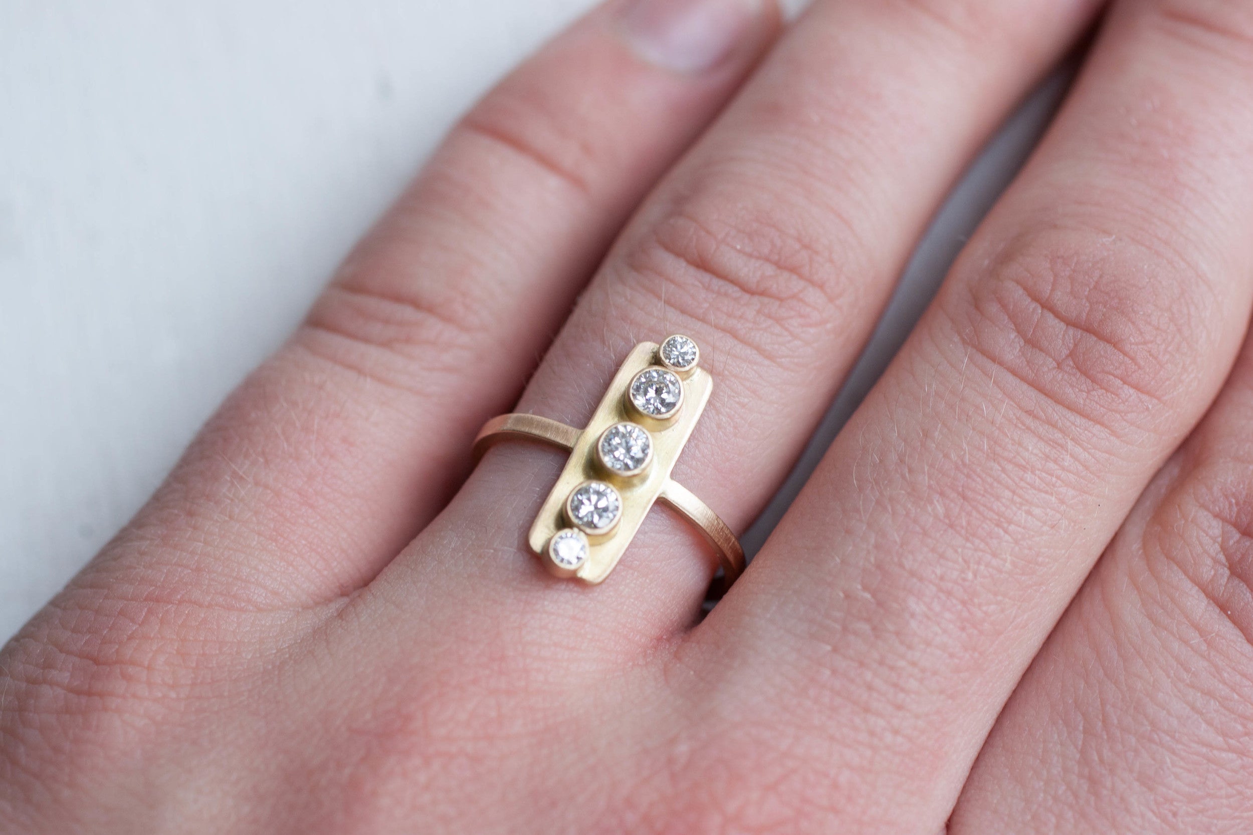 Vertical Diamond Line Ring | 14k Recycled Gold