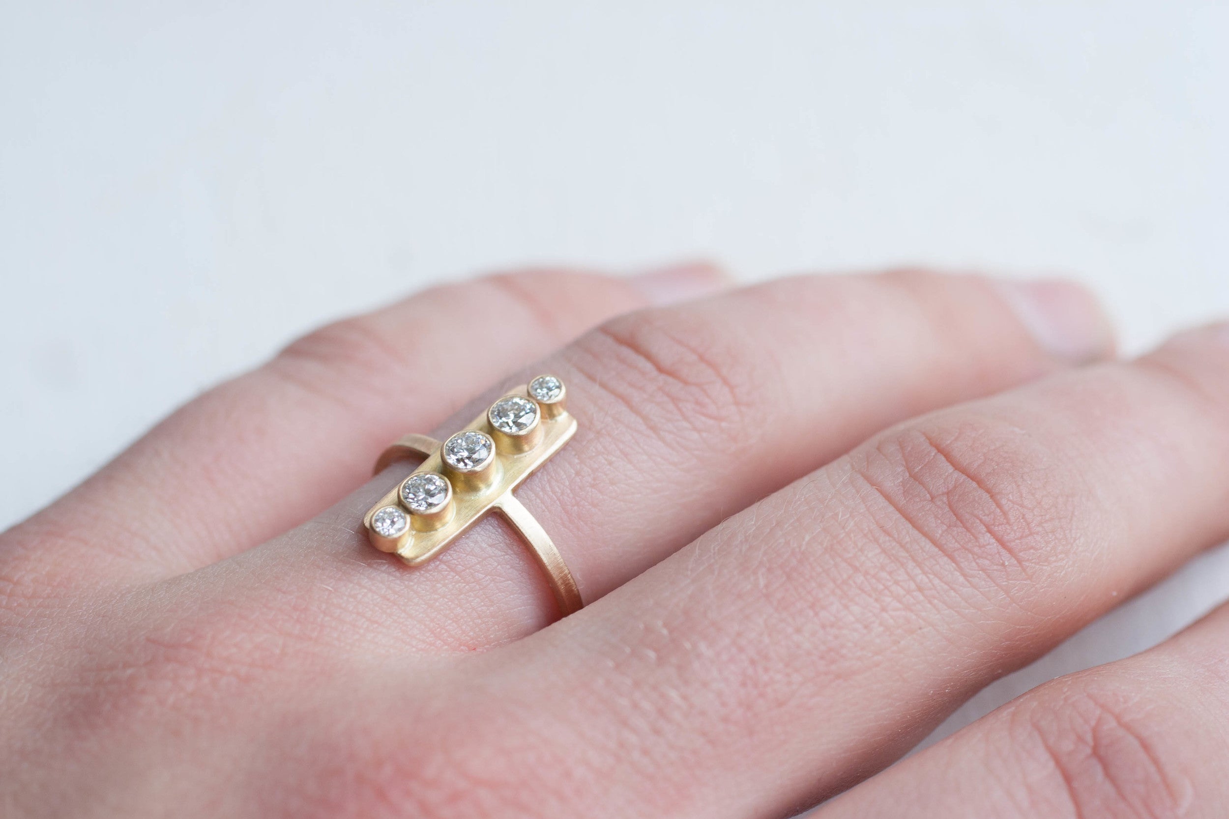 Vertical Diamond Line Ring | 14k Recycled Gold