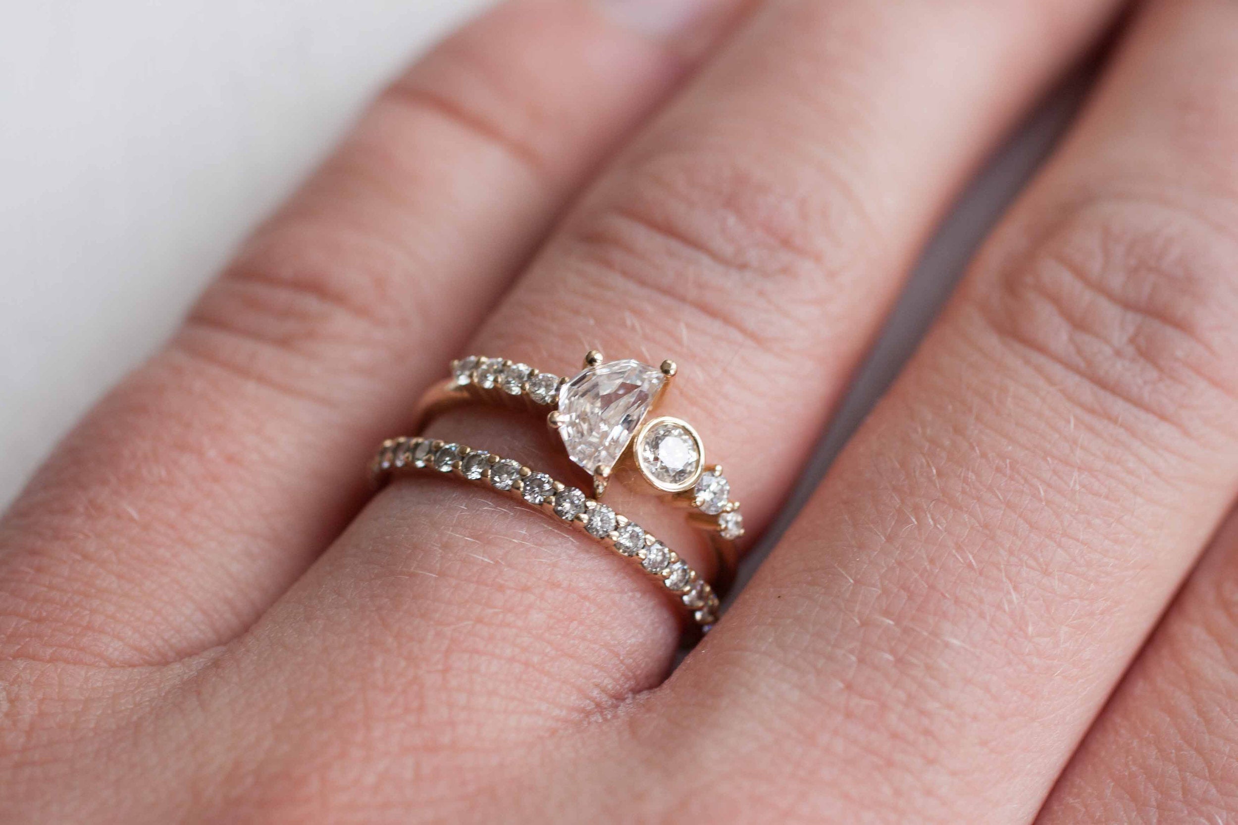 Lune Ring | Half Moon Diamond Cluster Engagement Ring | 14k Recycled Gold