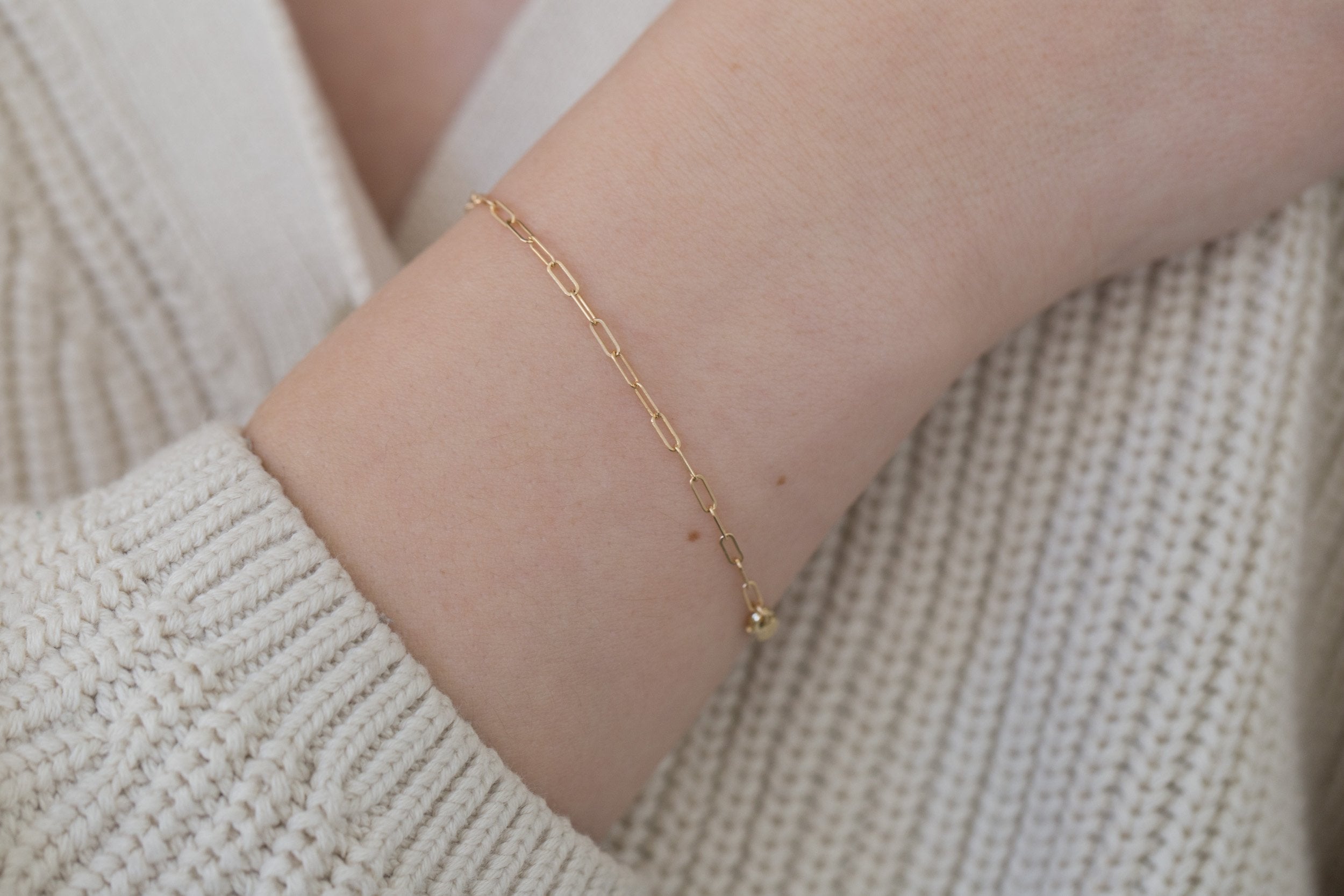 Elongated Flat Link Chain Bracelet | 14k Recycled Gold