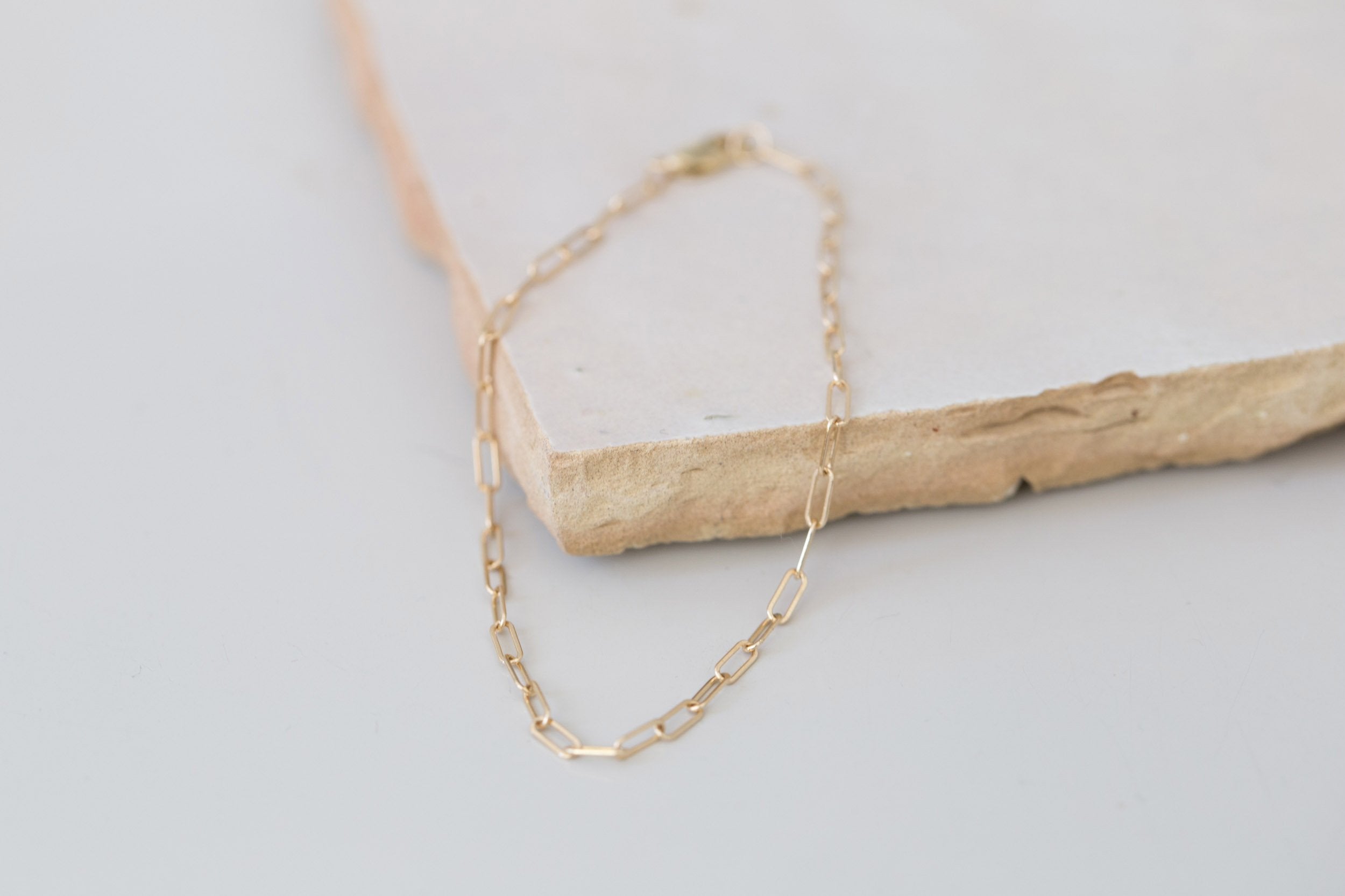 Elongated Flat Link Chain Bracelet | 14k Recycled Gold