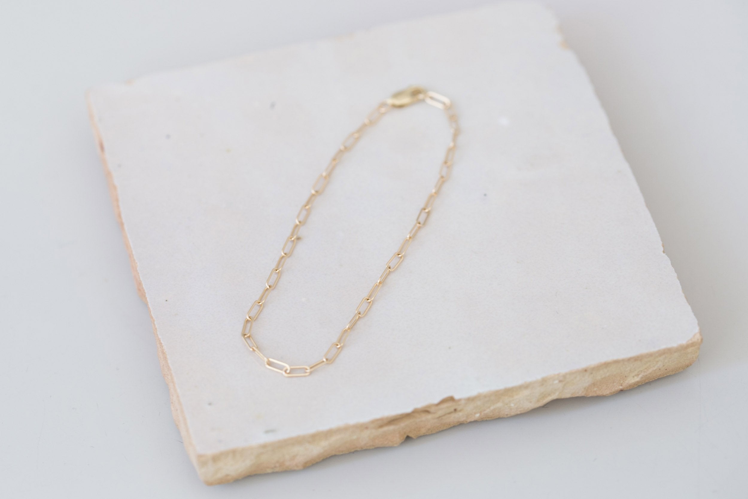 Elongated Flat Link Chain Bracelet | 14k Recycled Gold
