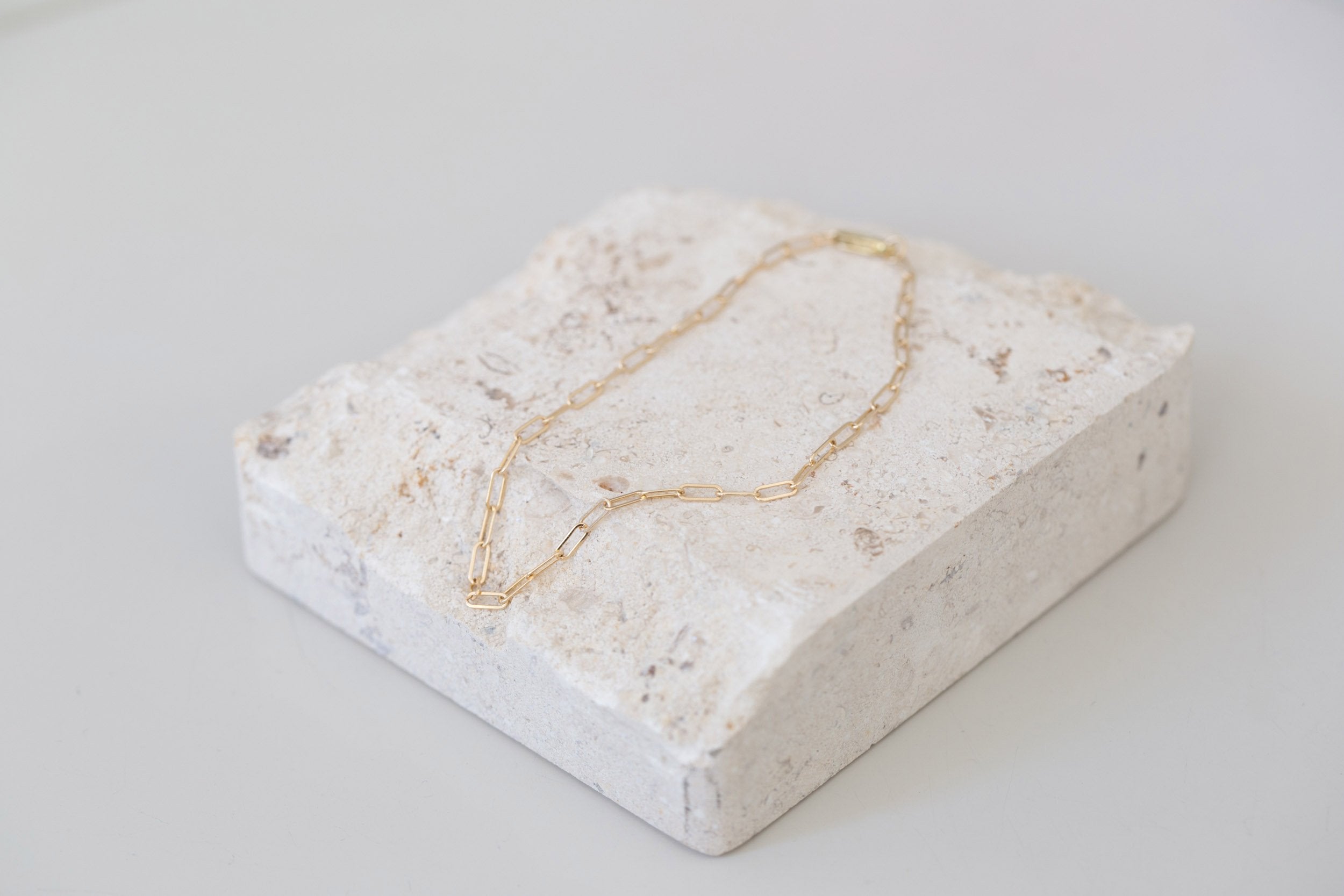 Elongated Flat Link Chain Bracelet | 14k Recycled Gold