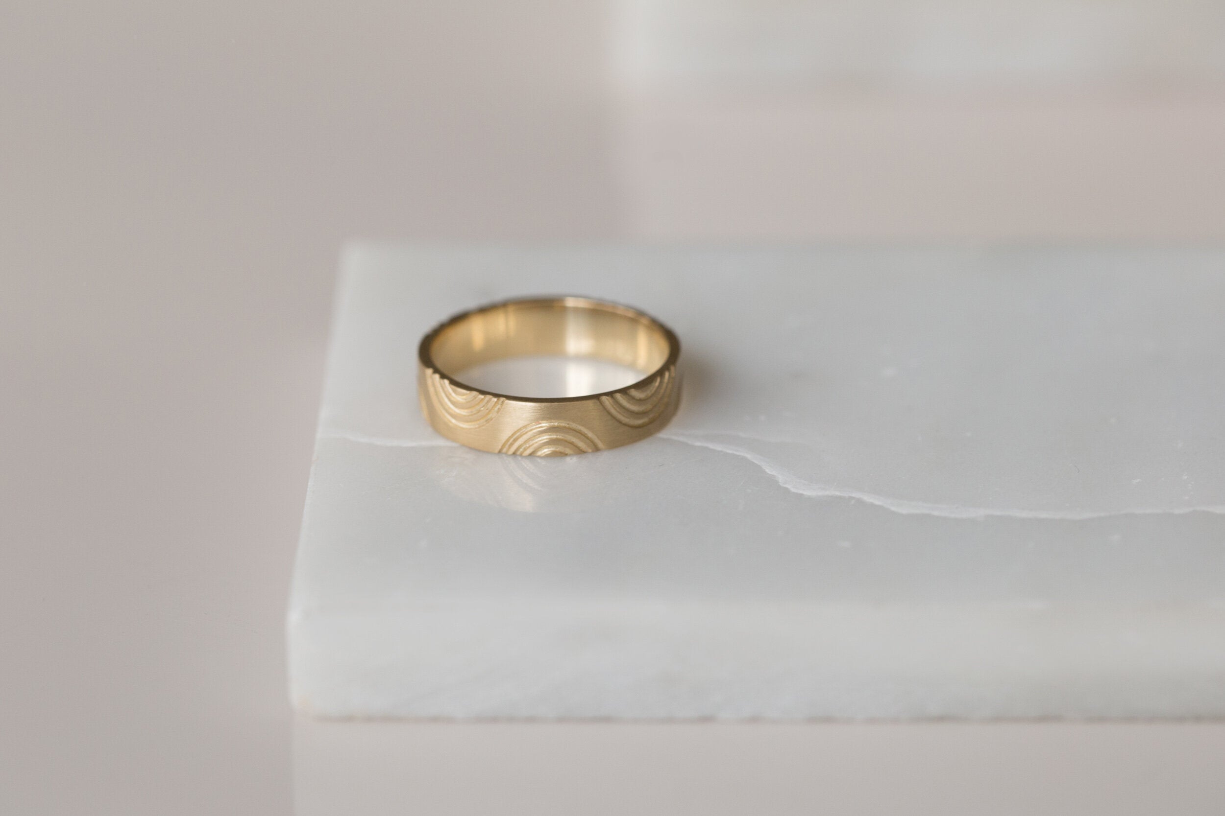 Engraved Semicircle Band | 14k Recycled Gold
