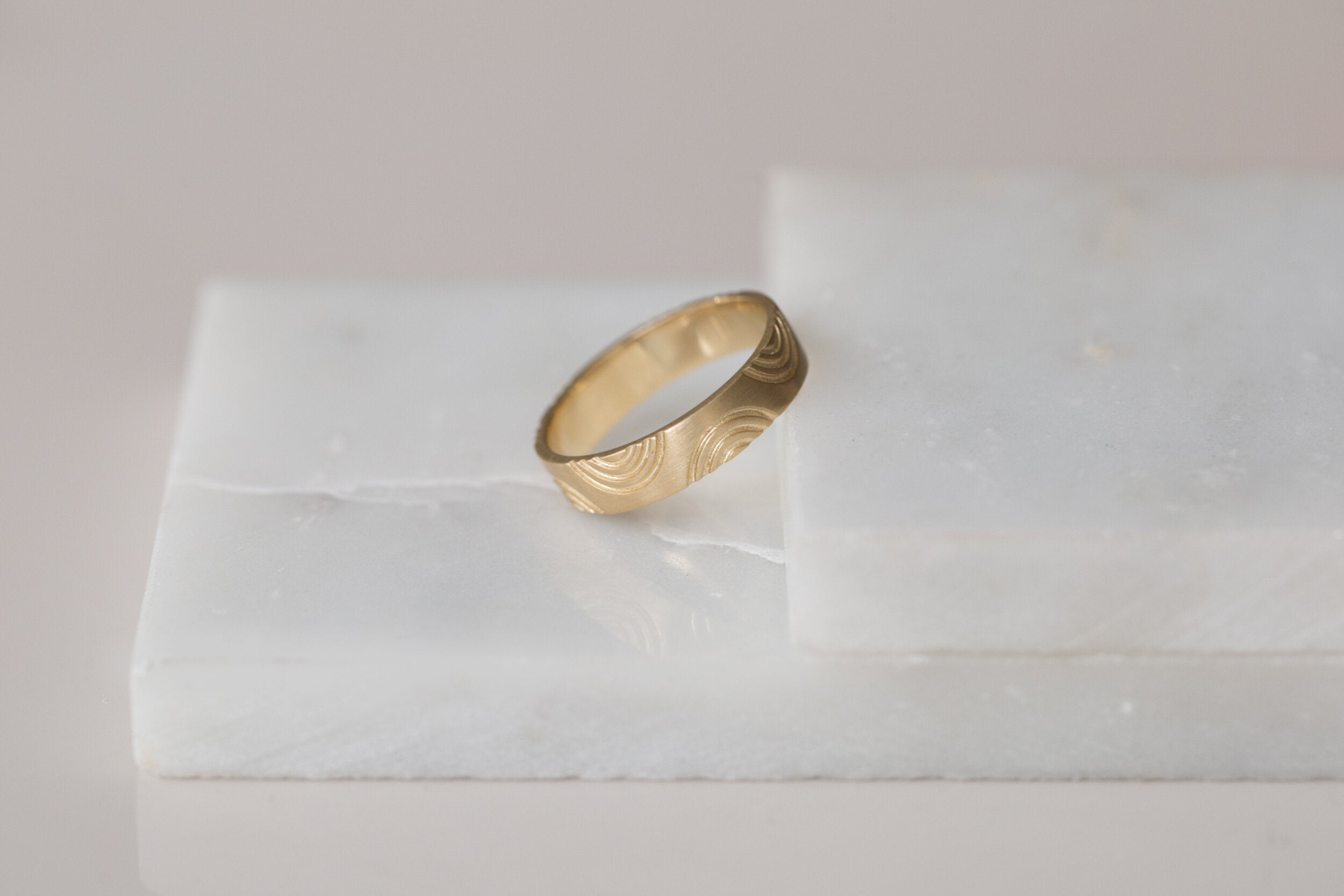 Engraved Semicircle Band | 14k Recycled Gold