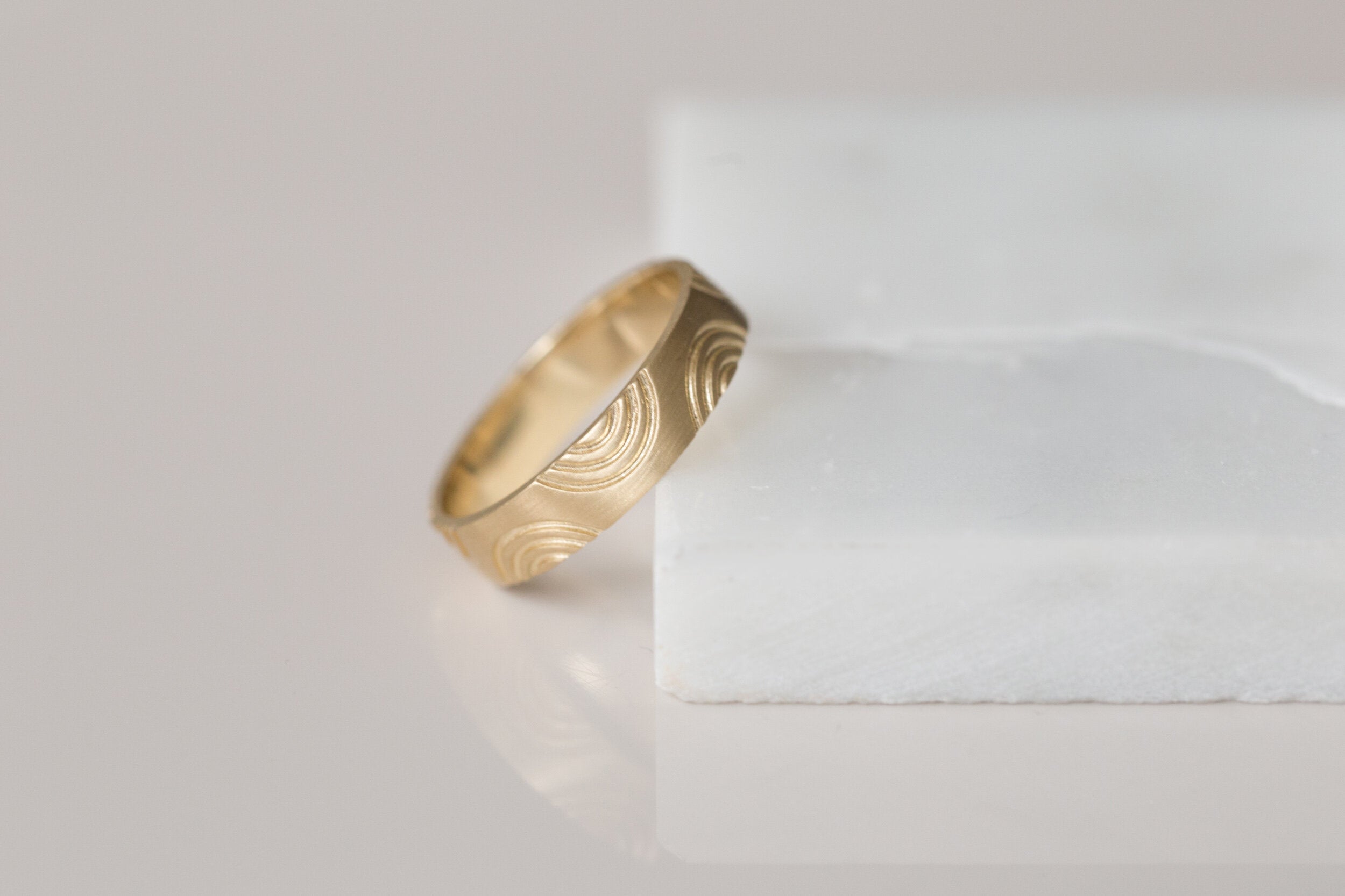 Engraved Semicircle Band | 14k Recycled Gold