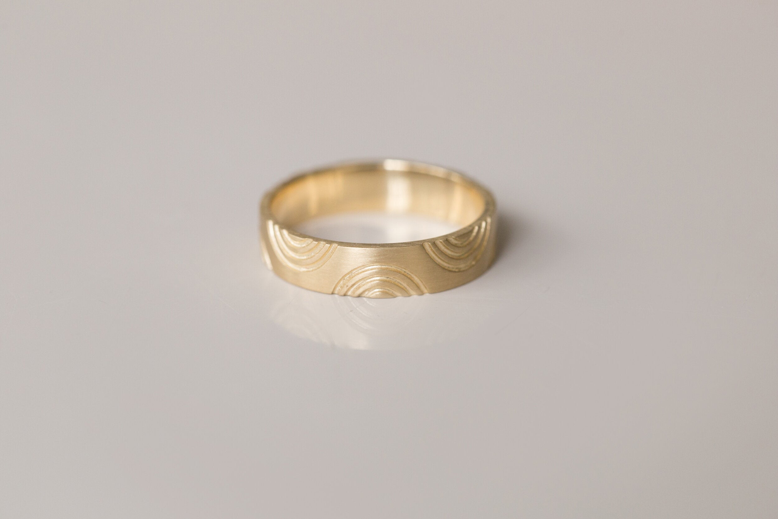 Engraved Semicircle Band | 14k Recycled Gold
