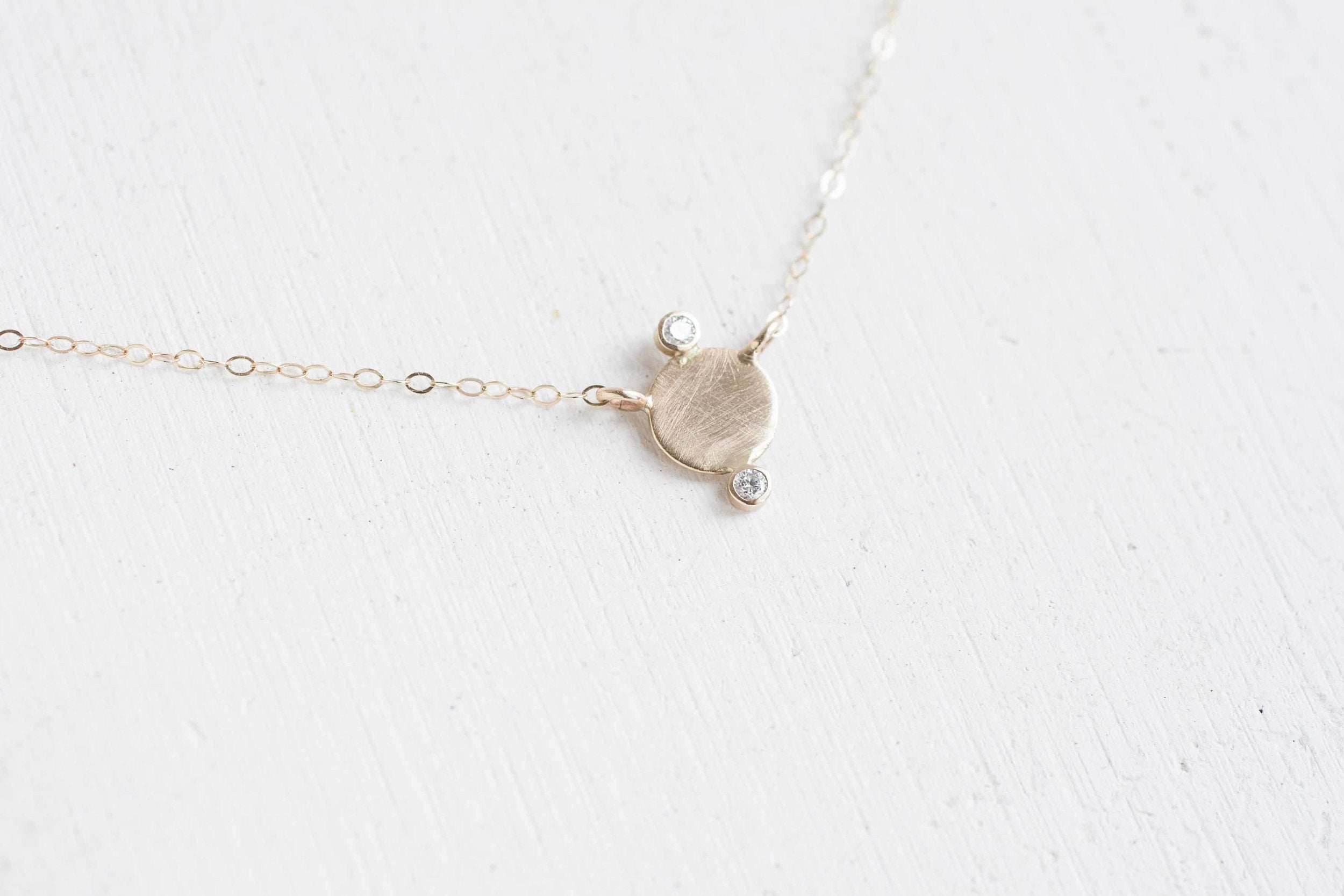 Gold Circle + Diamond Accent Necklace | 14k Recycled Gold