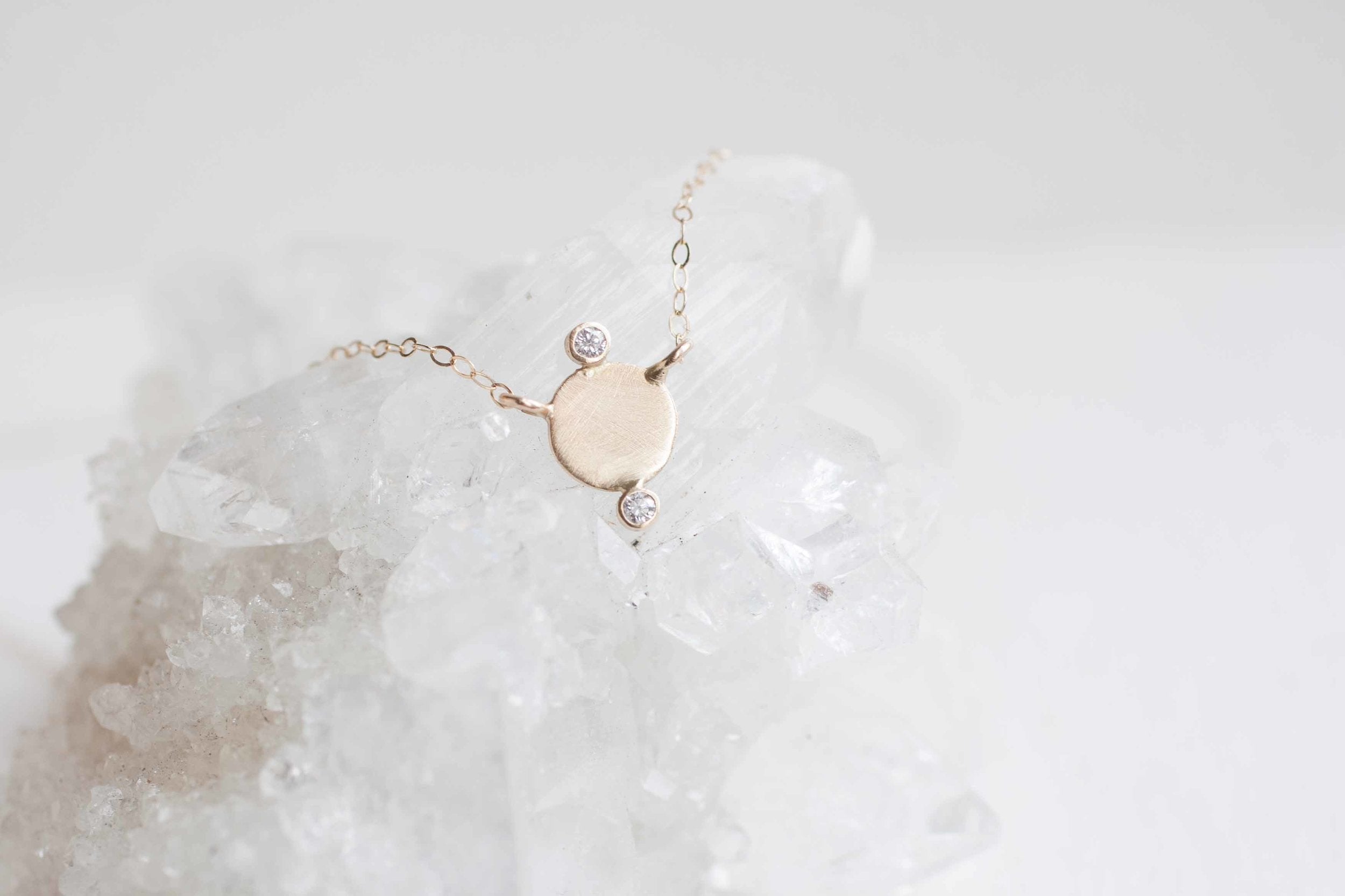 Gold Circle + Diamond Accent Necklace | 14k Recycled Gold