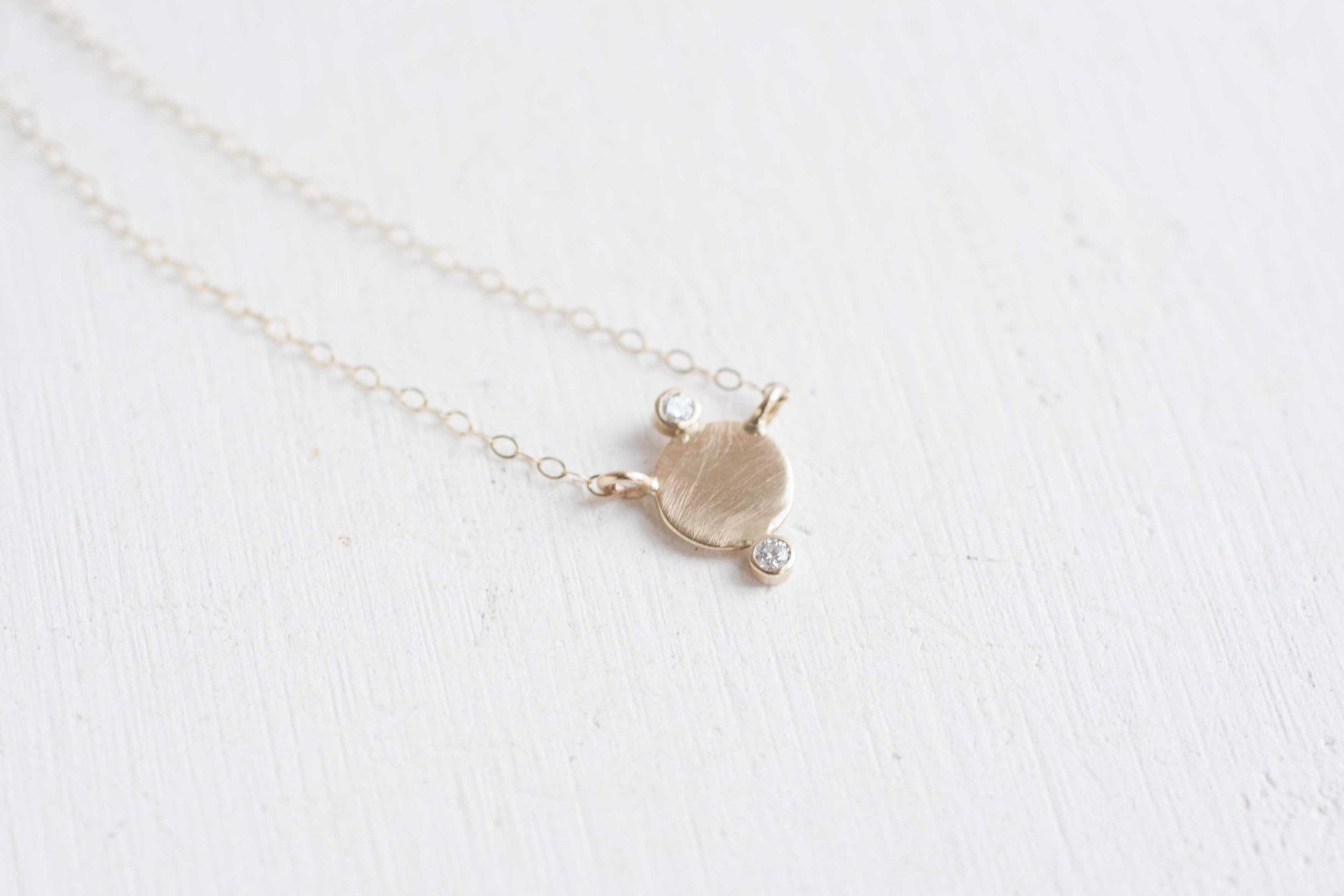 Gold Circle + Diamond Accent Necklace | 14k Recycled Gold