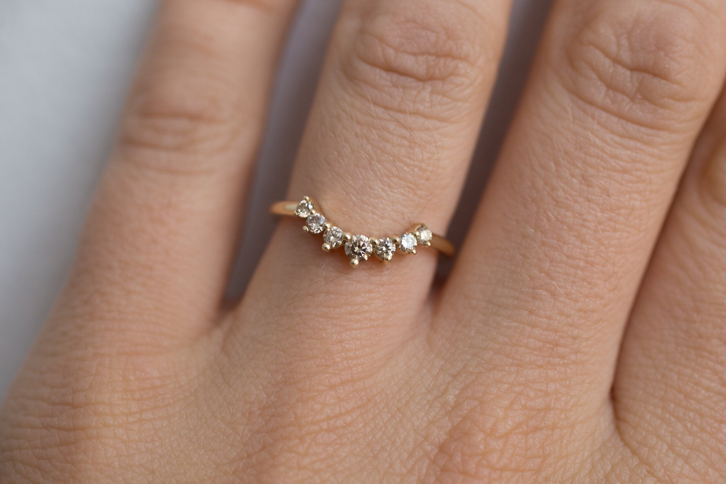 Graduated Diamond Arc Band | Champagne | 14k Recycled Gold
