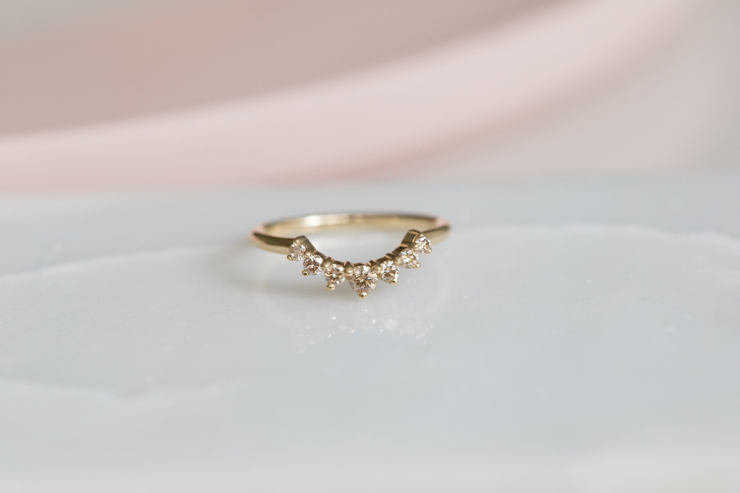 Graduated Diamond Arc Band | Champagne | 14k Recycled Gold