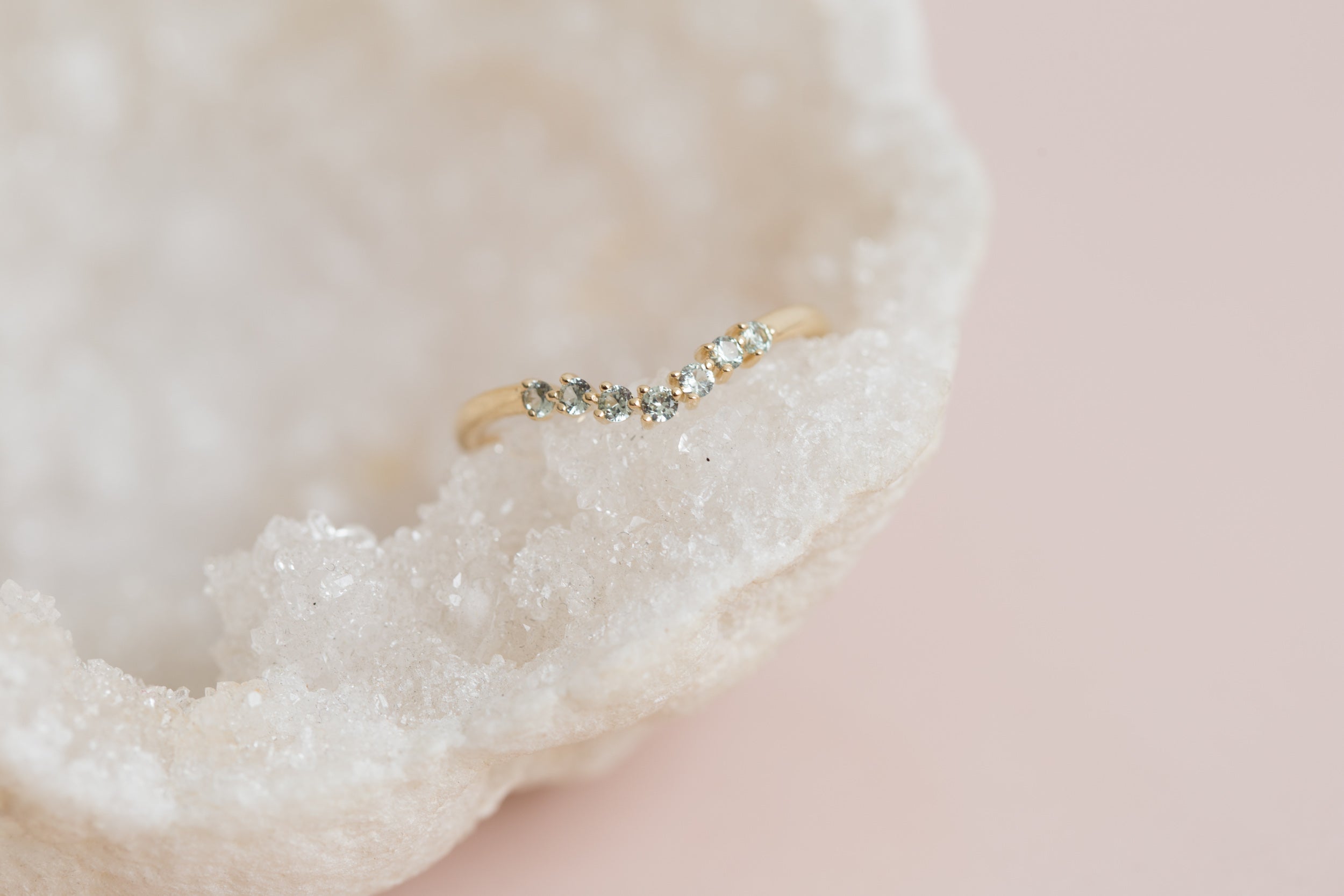 Seven Green Sapphire Contour Curve Band | 14k Recycled Gold