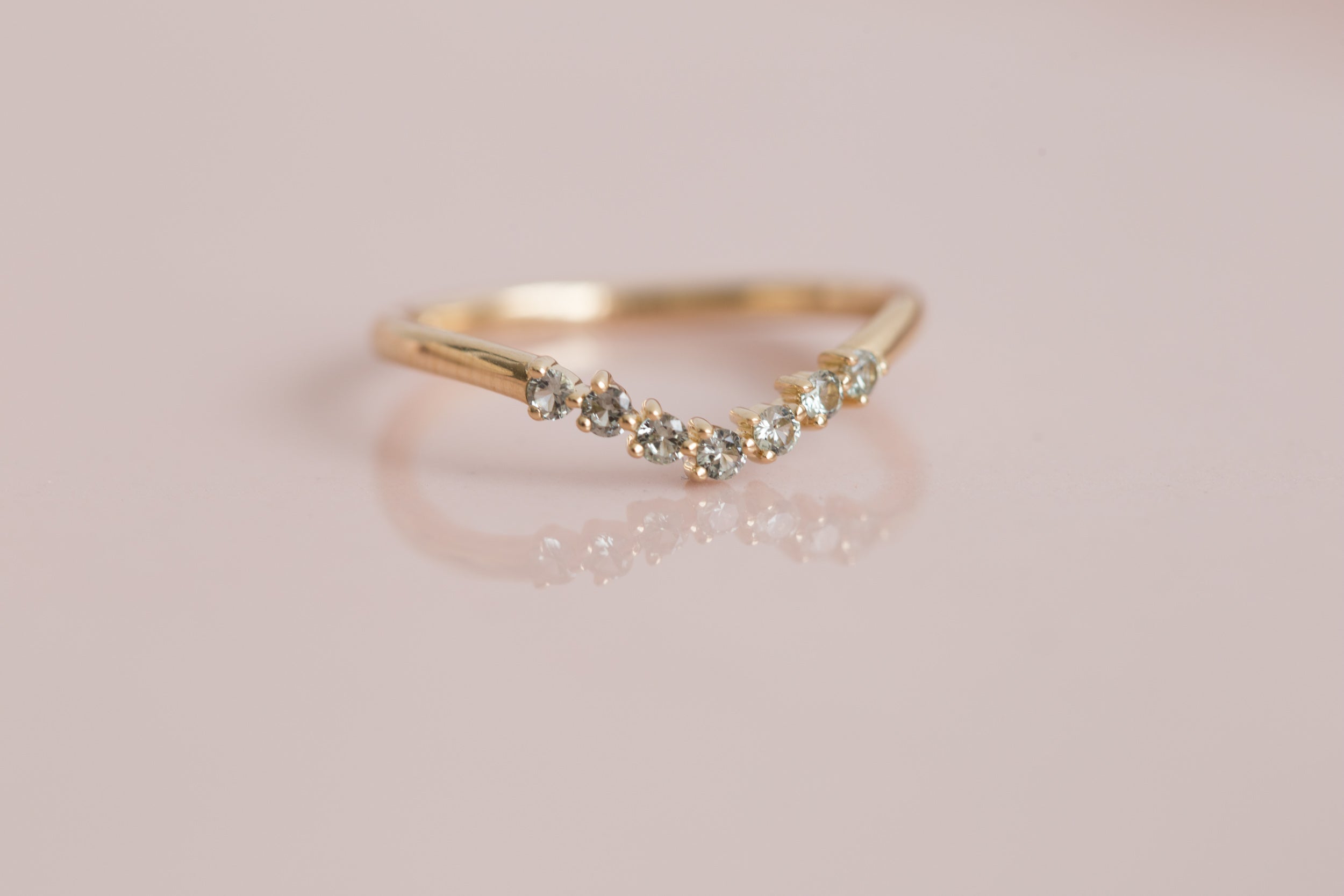 Seven Green Sapphire Contour Curve Band | 14k Recycled Gold