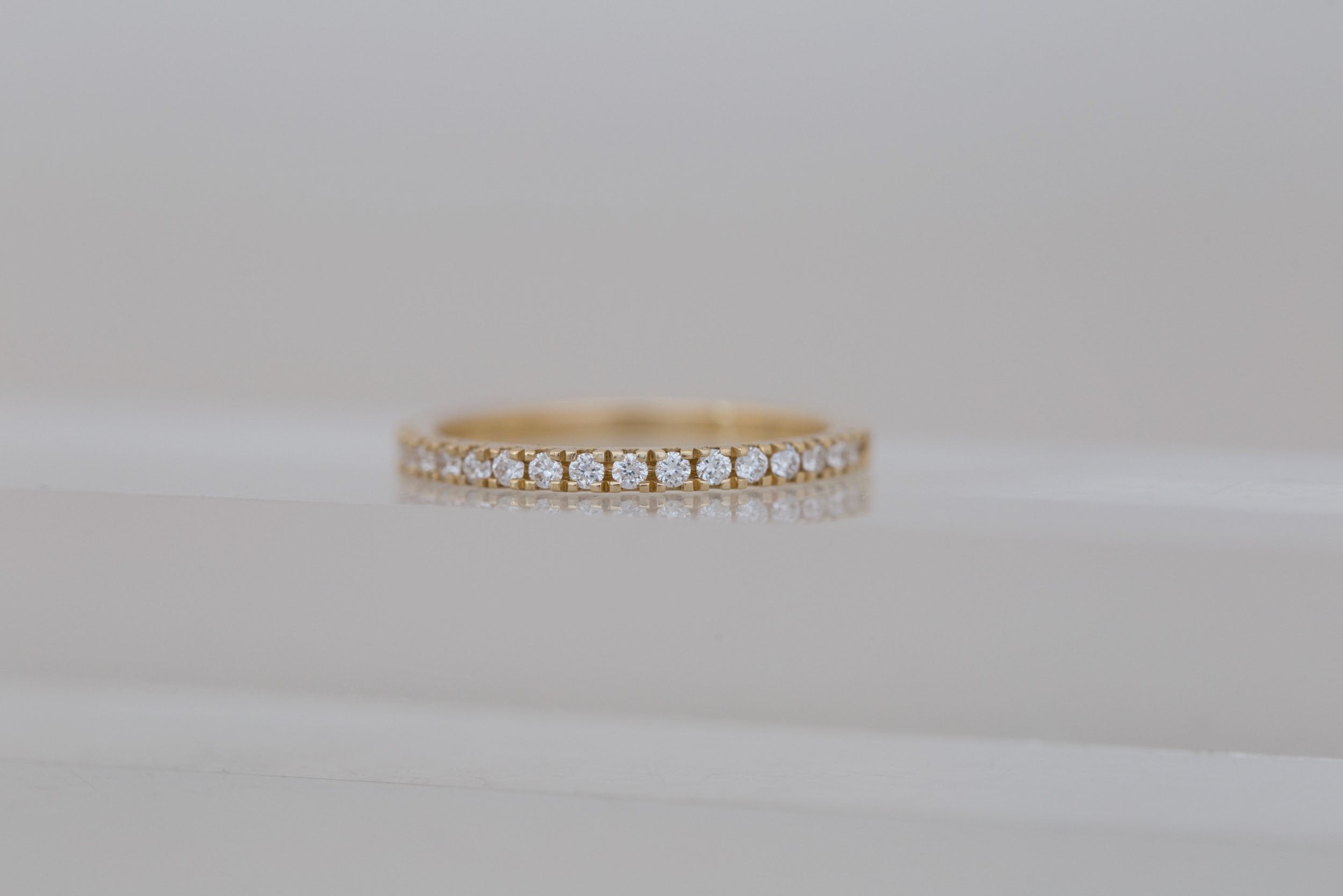 Diamond Pavé Half Eternity Band  | 14k Recycled Gold