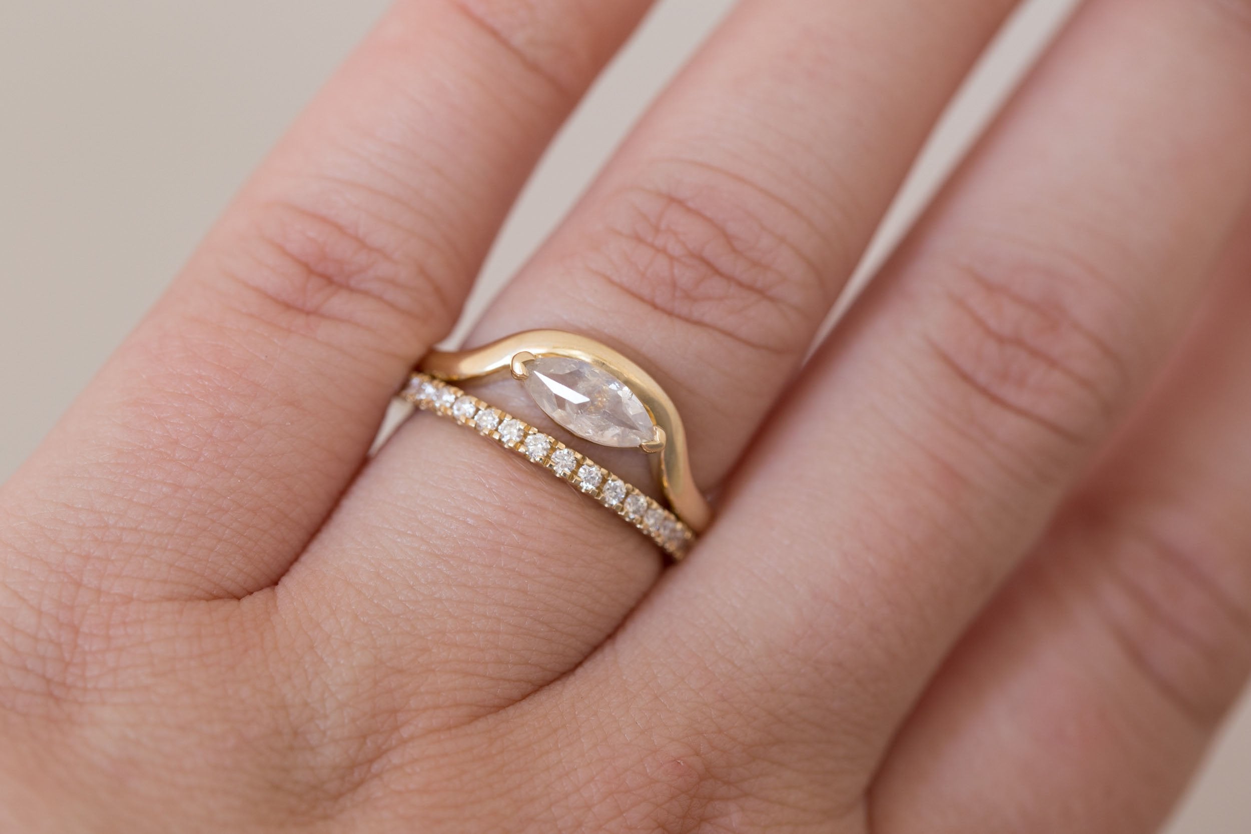 Diamond Pavé Half Eternity Band  | 14k Recycled Gold