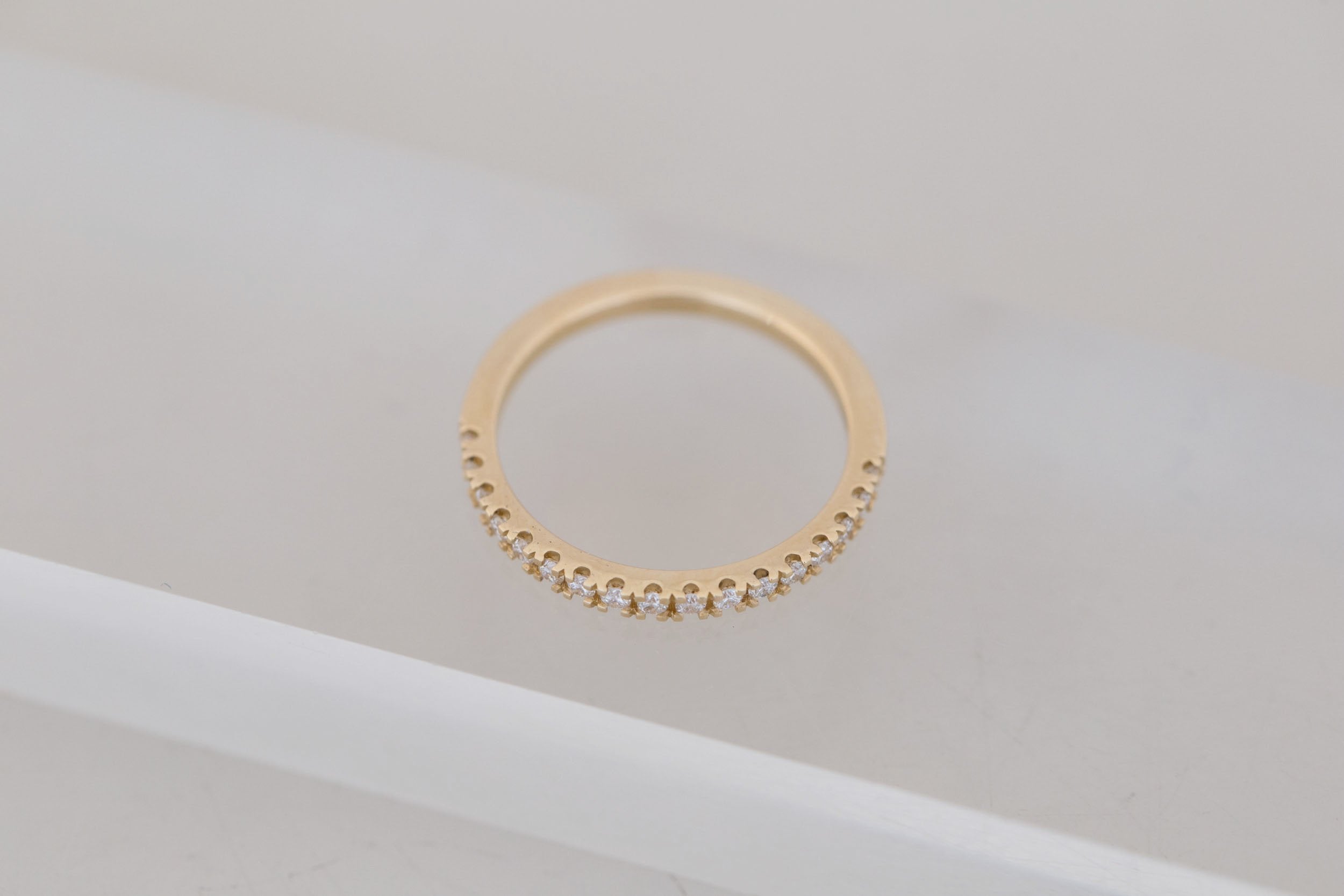 Diamond Pavé Half Eternity Band  | 14k Recycled Gold