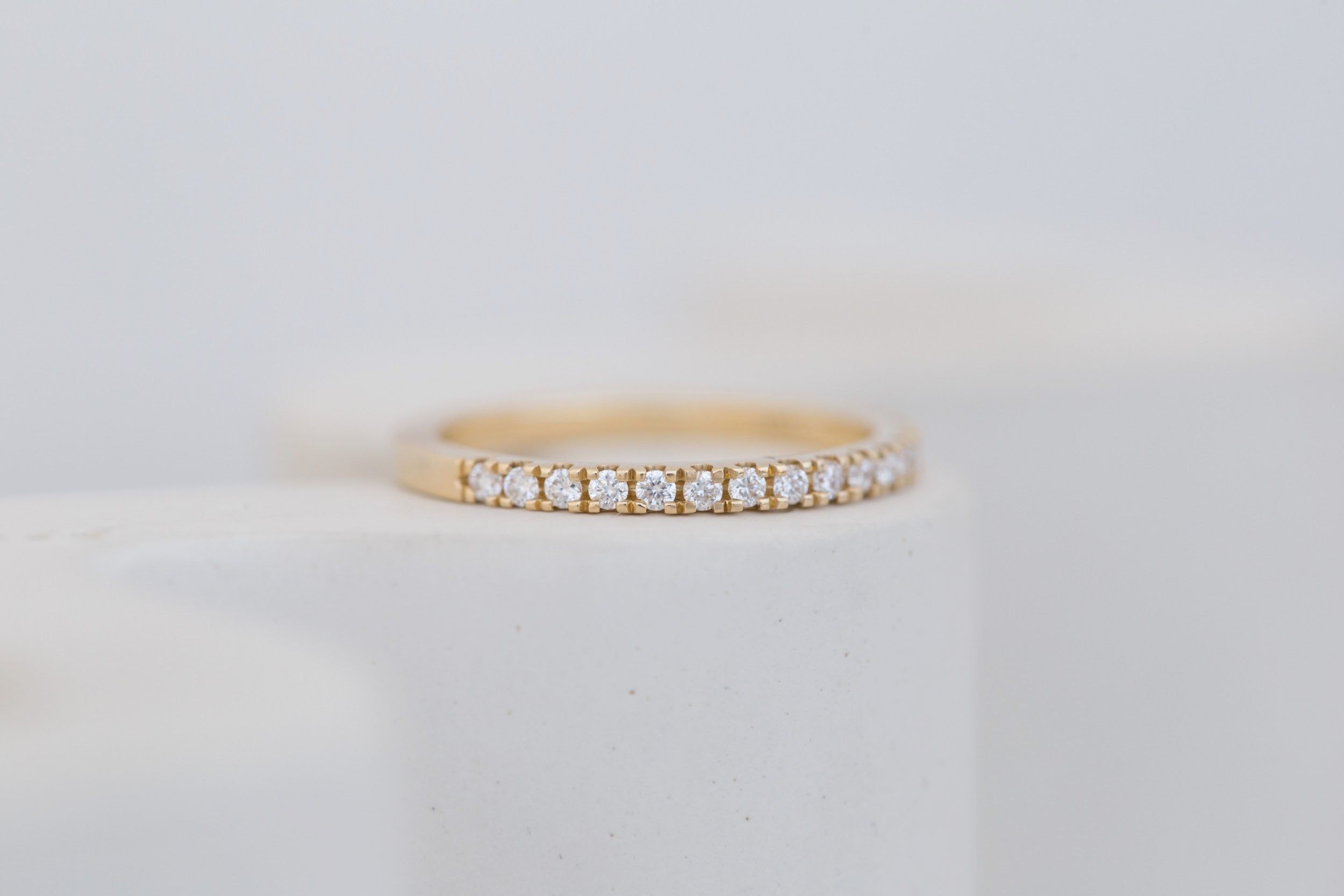 Diamond Pavé Half Eternity Band | 14k Recycled Gold