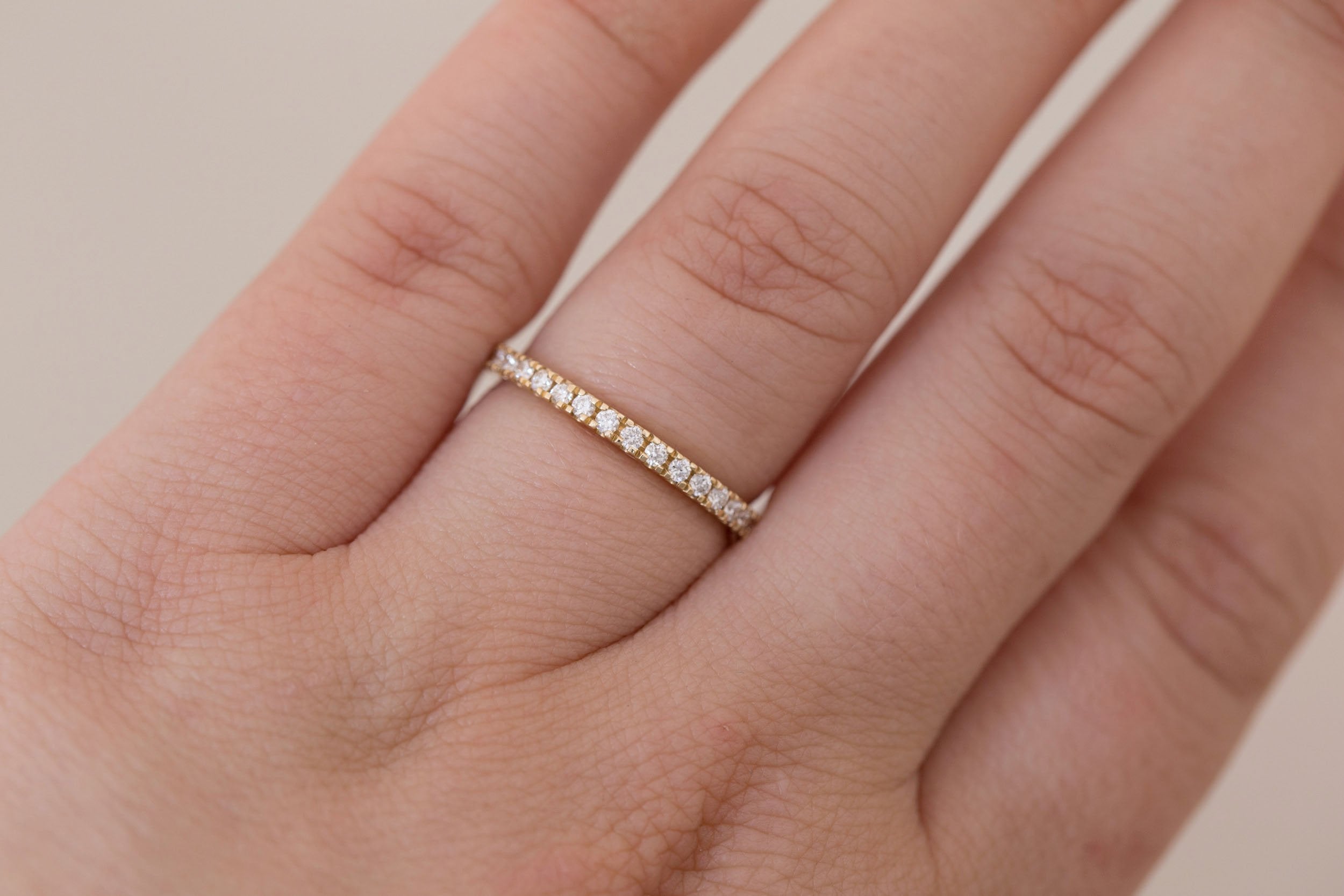 Diamond Pavé Half Eternity Band  | 14k Recycled Gold