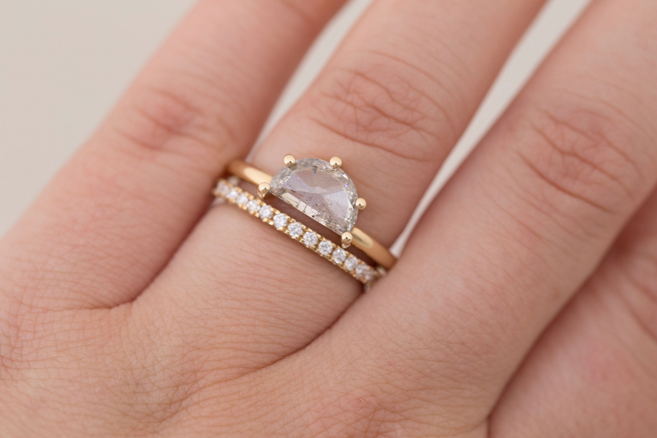 Diamond Pavé Half Eternity Band  | 14k Recycled Gold