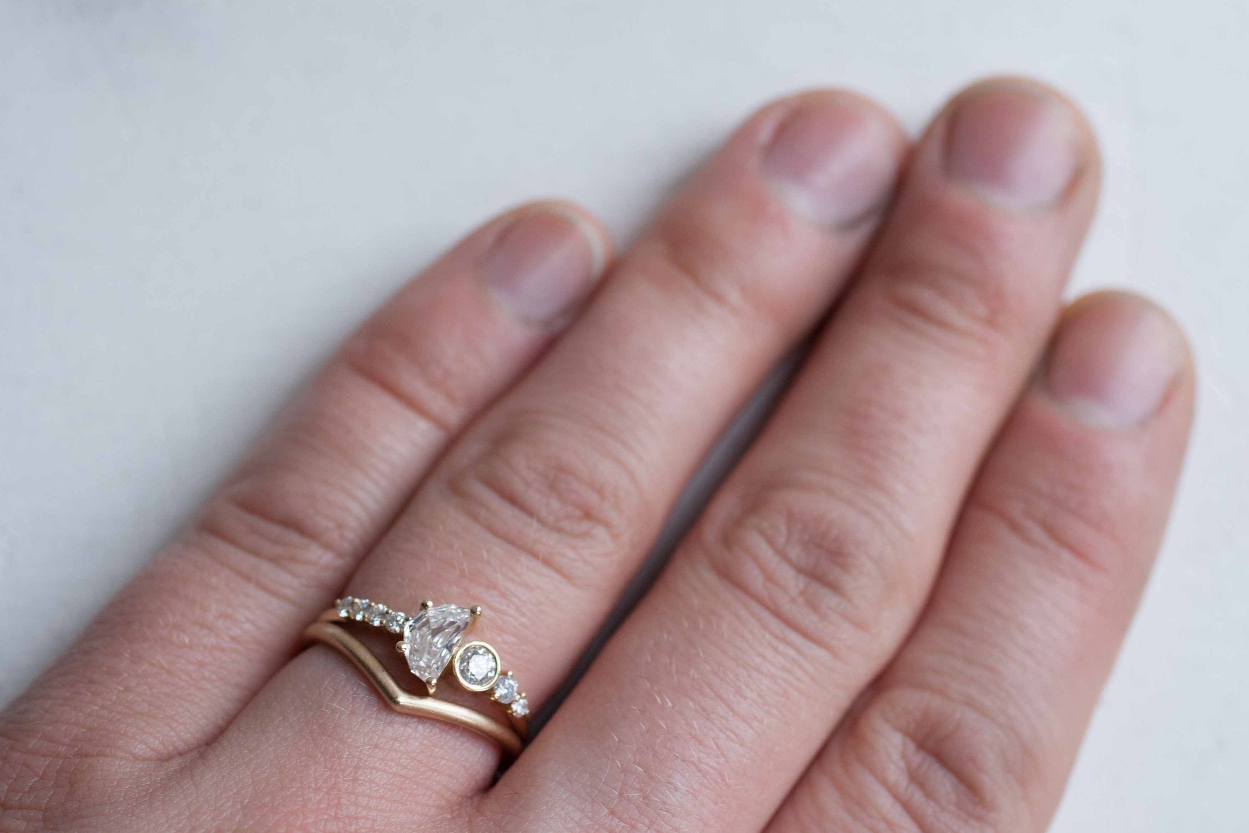 Lune Ring | Half Moon Diamond Cluster Engagement Ring | 14k Recycled Gold